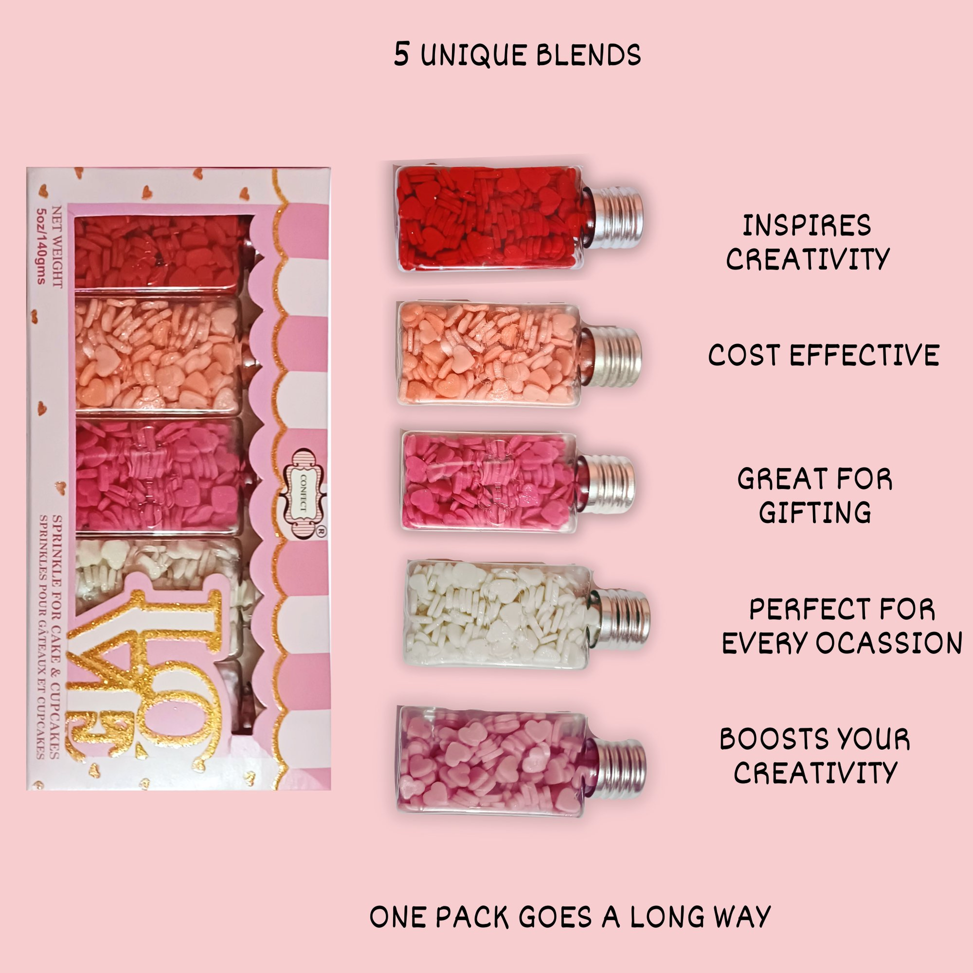 Confect Valentine Sprinkles | 05 Edible Decoration for Baking & Dessert  Grab2Buy Confect Grab2Buy