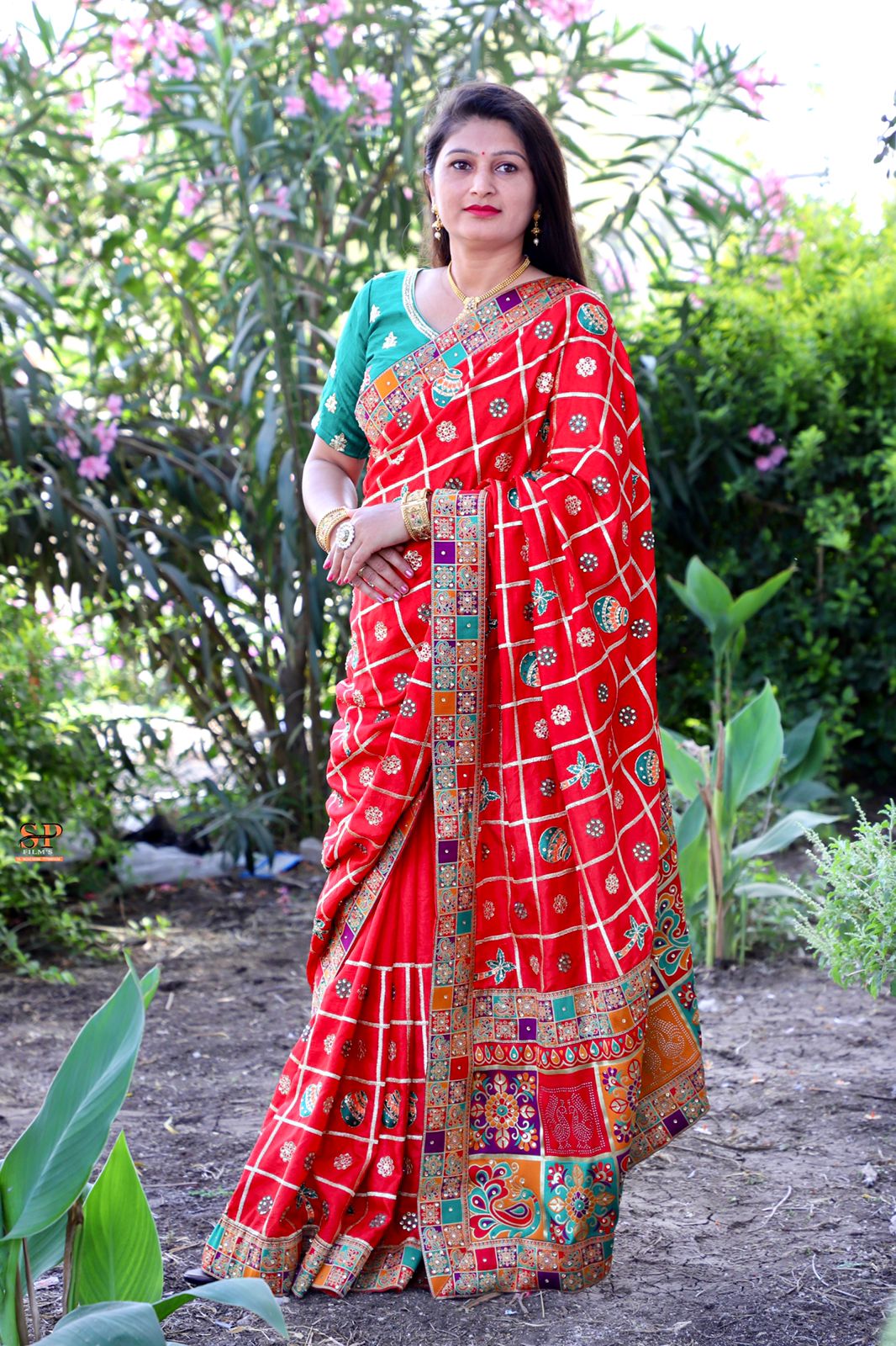 Lorenvalley Fashion Premium Red Dola Silk Embroidery and Diamond work with Jacquard Lace Border Grab2Buy 