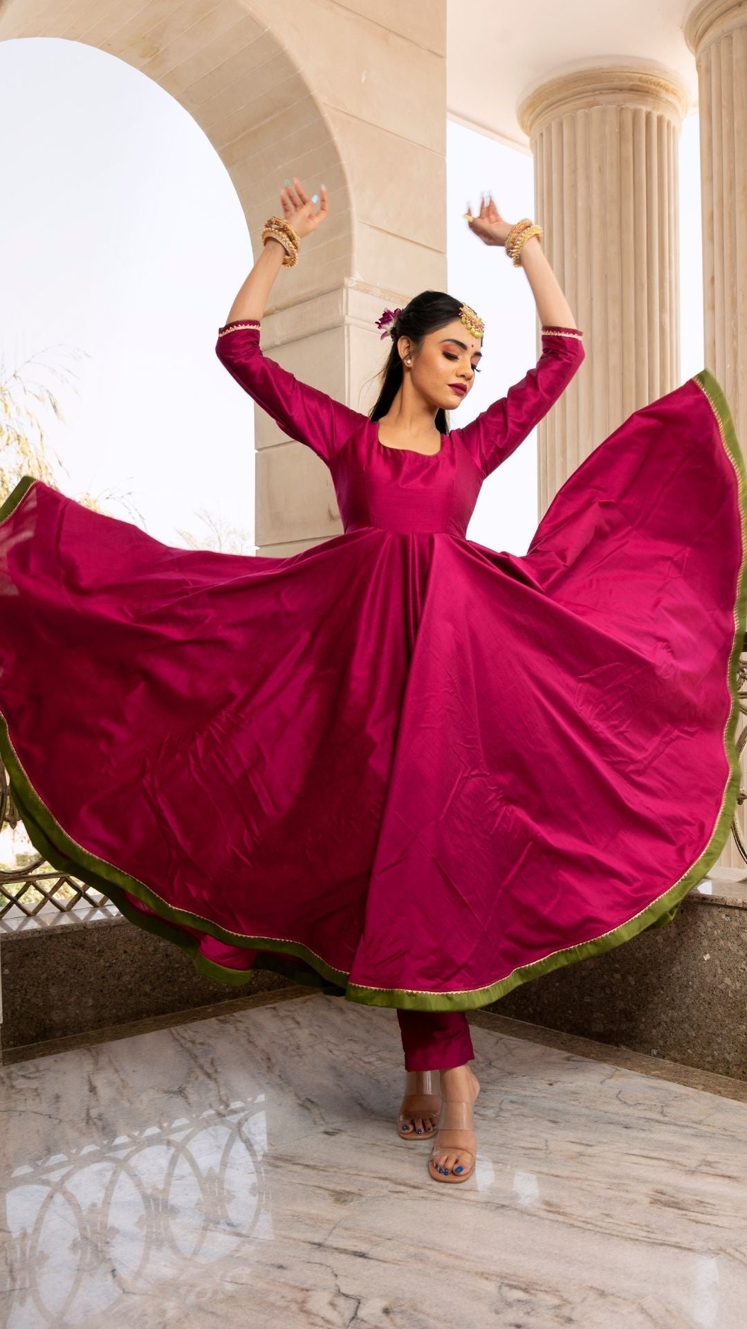 Pomcha Jaipur Magenta Lilly Anarkali Set 
