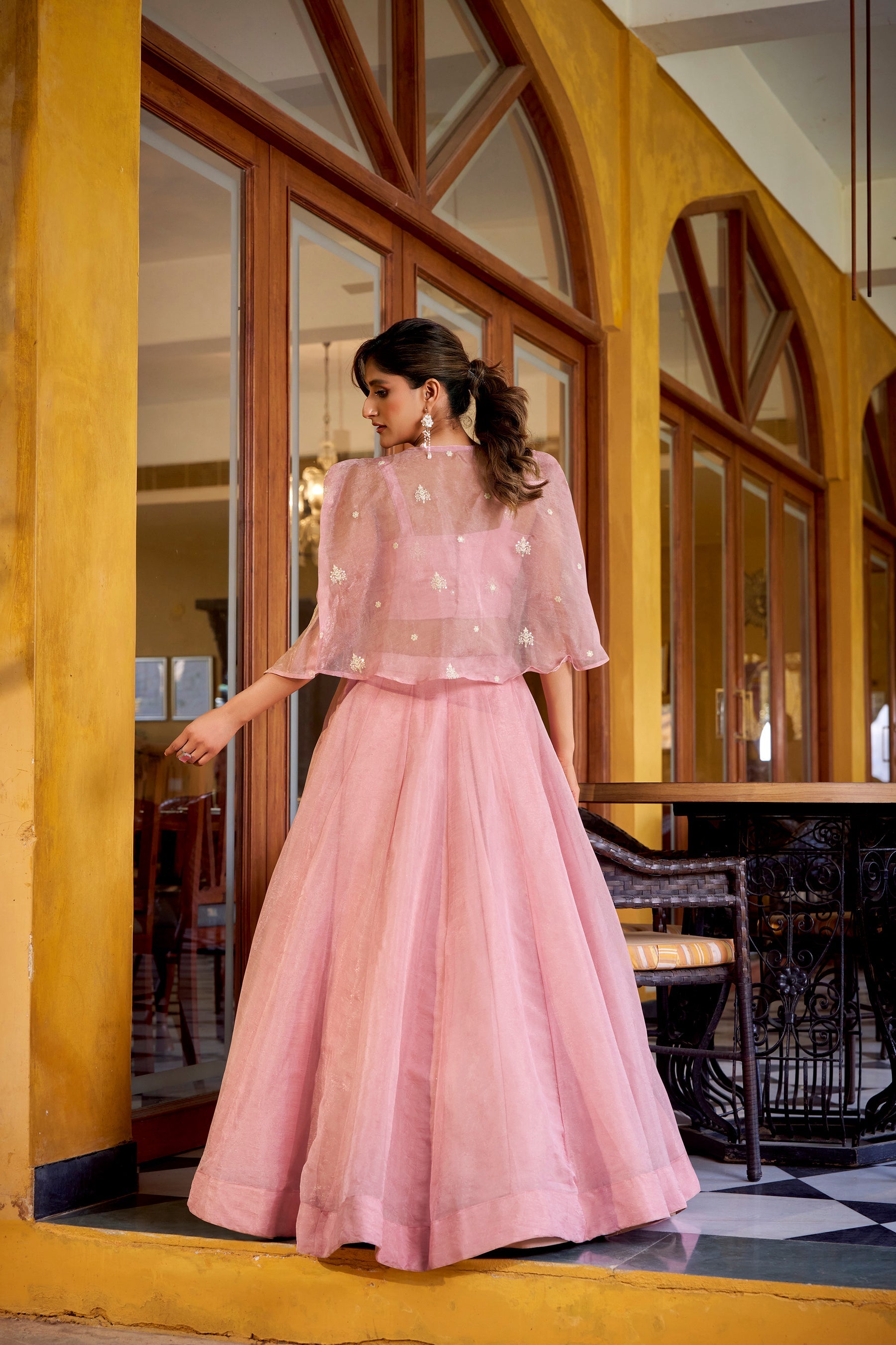 Lorenvalley Fashion Lightpink Allnen Crush Plain Lehenga Choli with Koti
