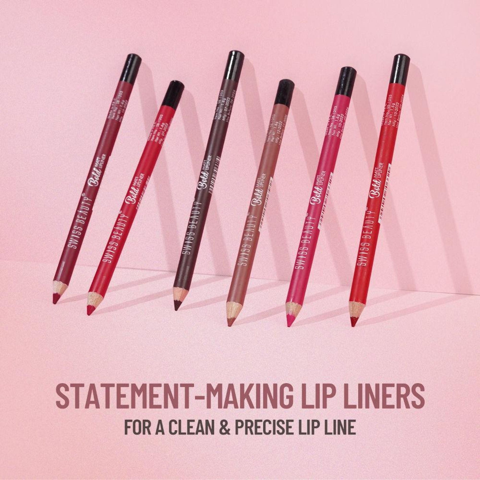 Swiss Beauty Bold Matt Lip Liner Pencil, Long-lasting , Matte Finish , Non-Drying - 6 Cherry Brown