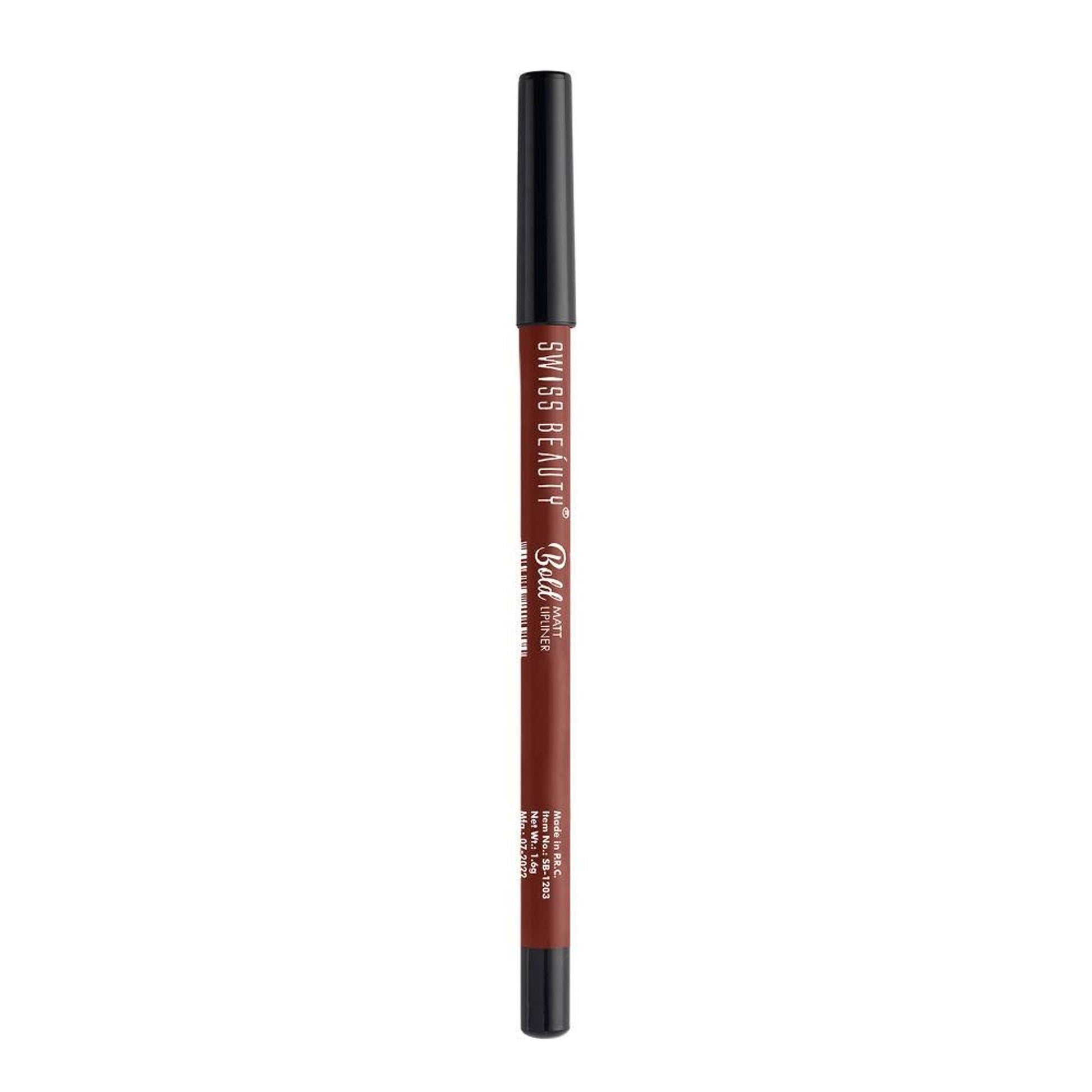 Swiss Beauty Bold Matt Lip Liner Pencil, Long-lasting , Matte Finish , Non-Drying - 6 Cherry Brown