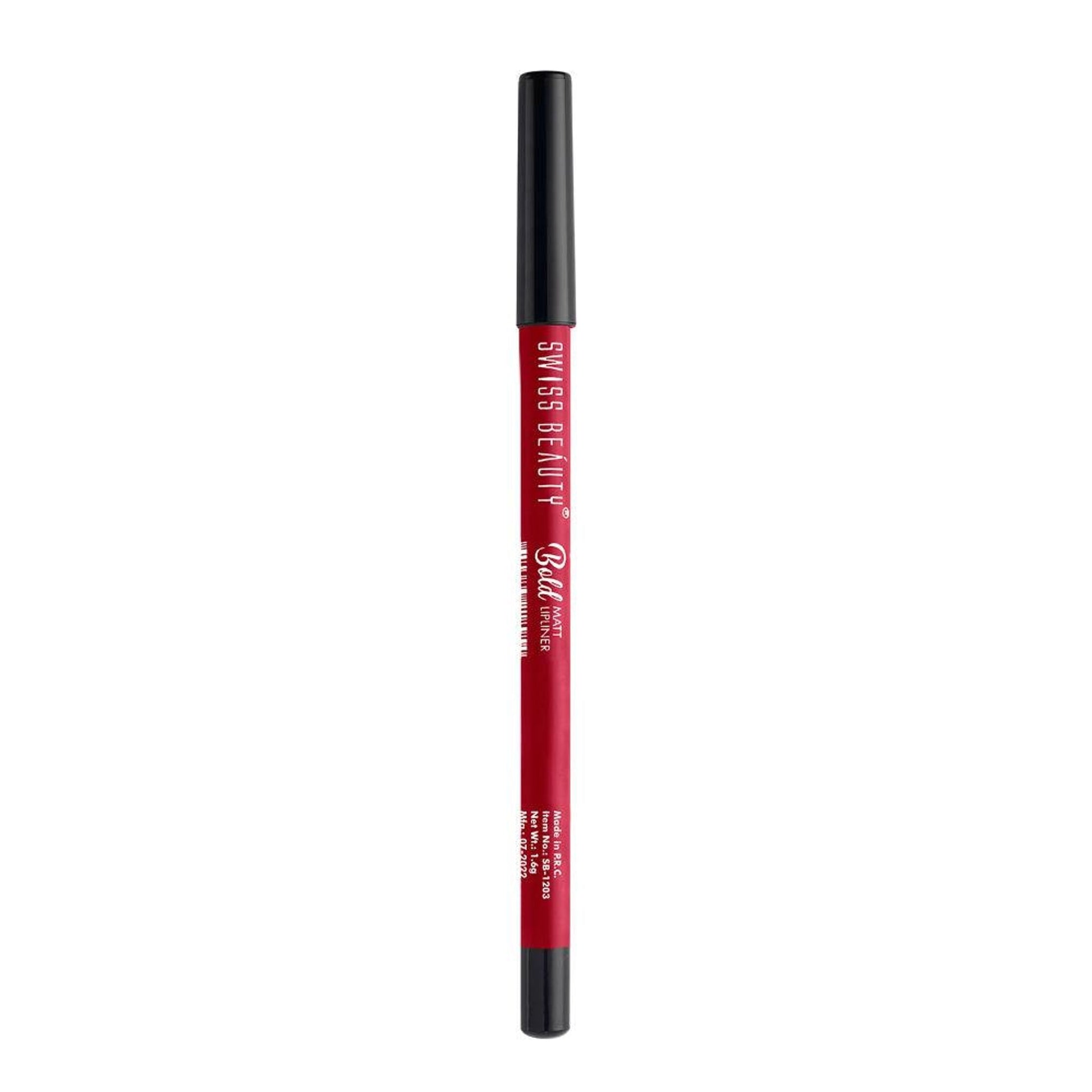 Swiss Beauty Bold Matt Lip Liner Pencil, Long-lasting , Matte Finish , Non-Drying - 7 Bright Maroon