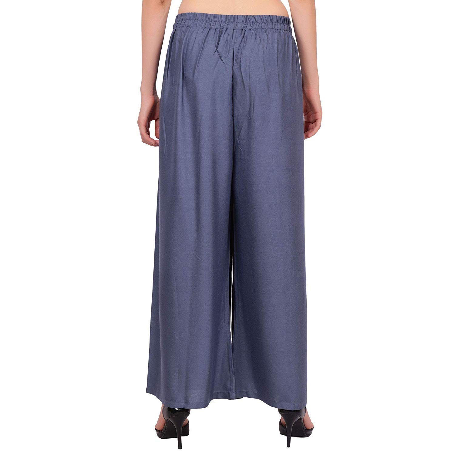 PAVONINE Grey Color Straight Fit Rayon Fabric Palazzo For Women