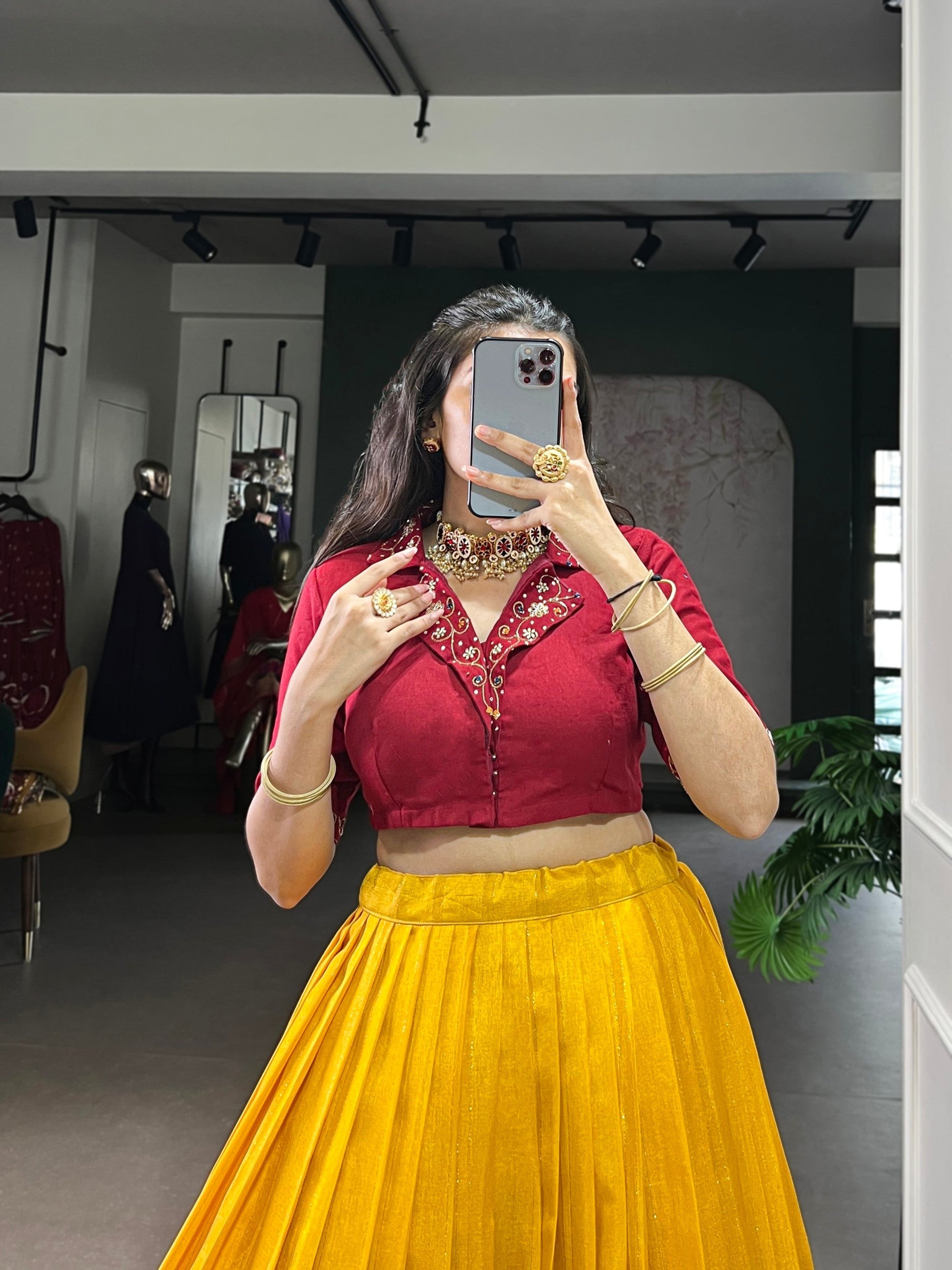 Lorenvalley Fashion Mustard Poly Cotton Printed With Zari Weaving Lehenga Choli 