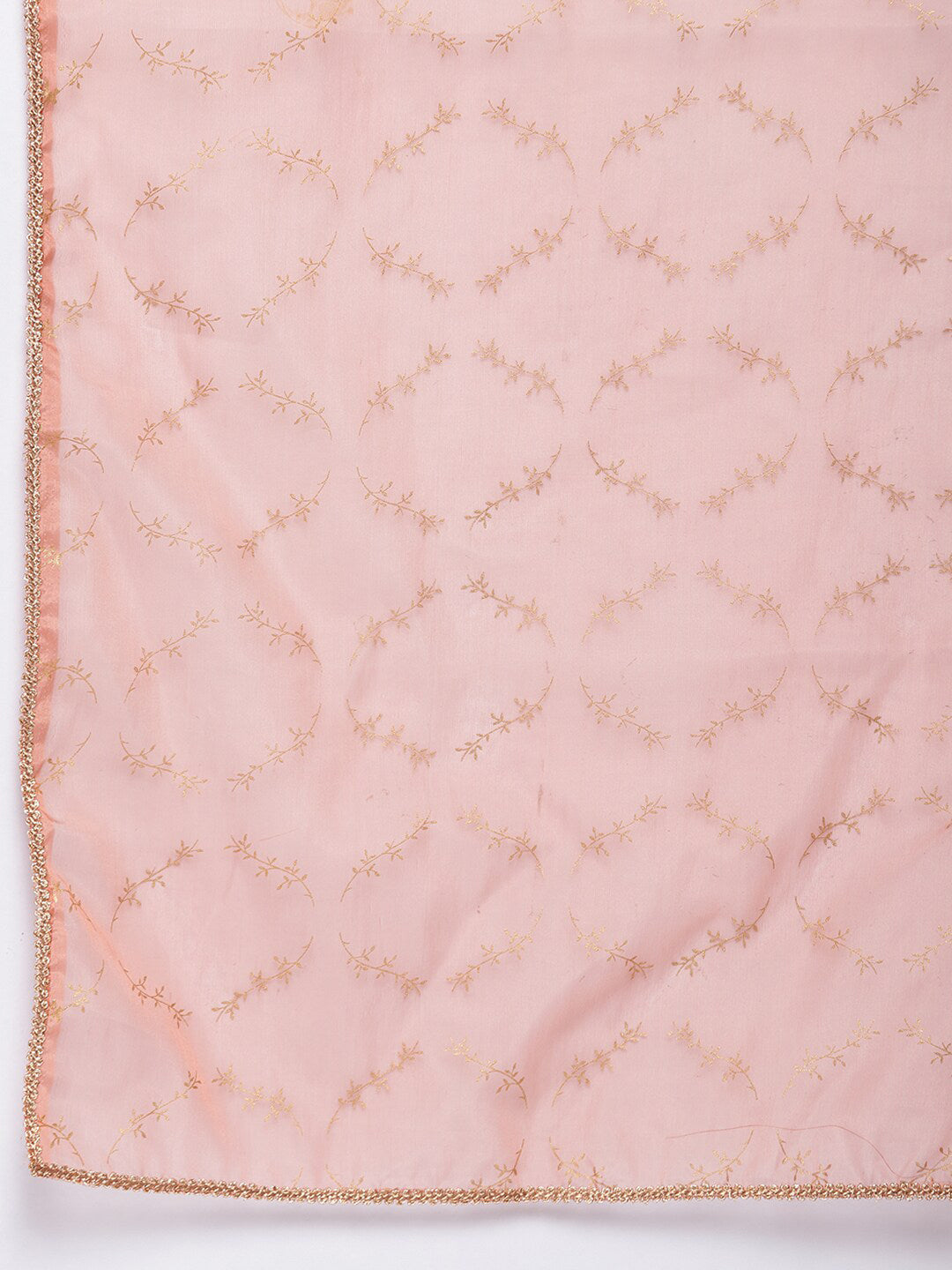 Janasya Women Peach-Coloured Self Design Kurta with Trousers & Dupatta