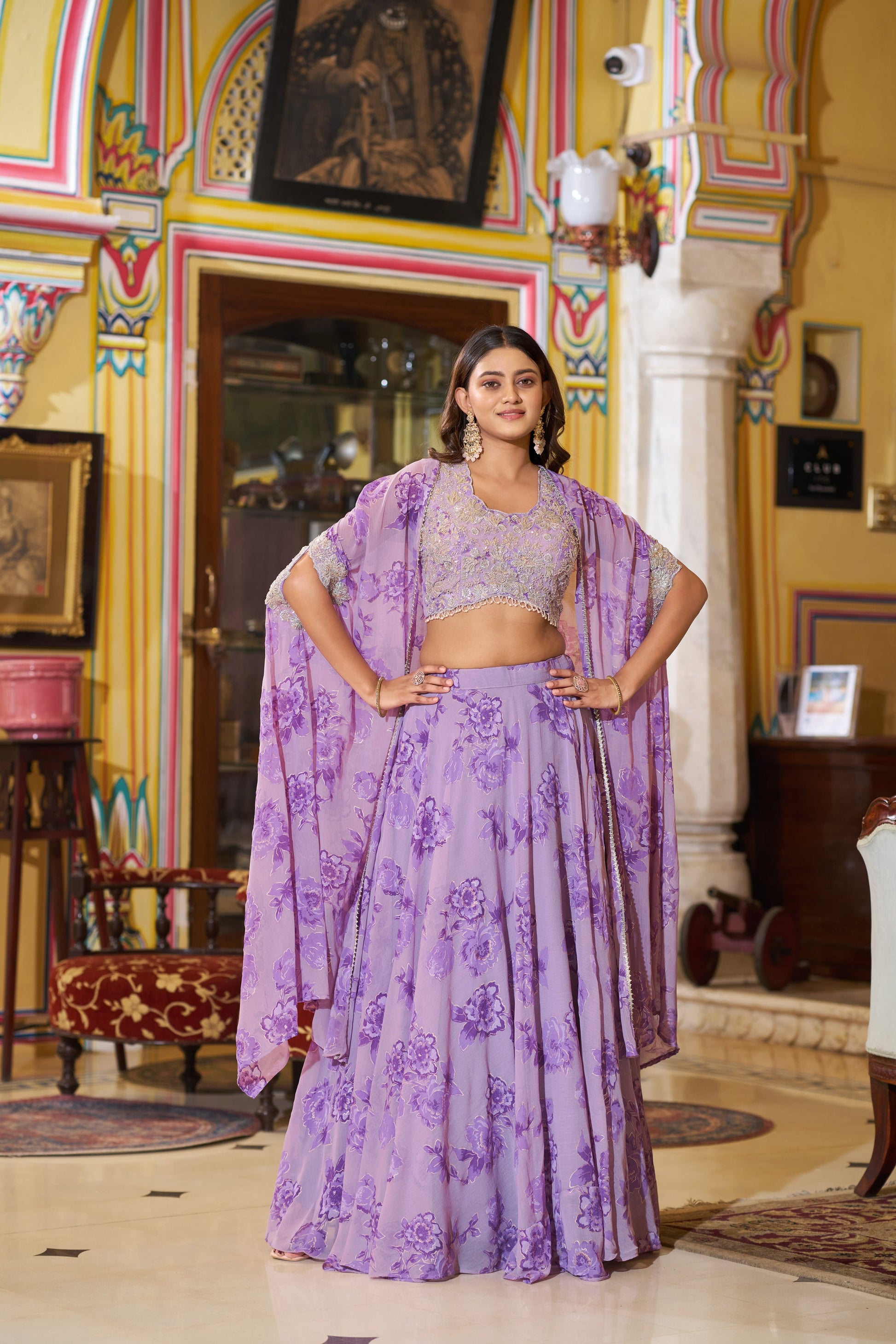 Lorenvalley Fashion Multicolor Georgette Thread Embroidery, Sequins & Tube Beads Work Lehenga Choli With Stylish Dupatta