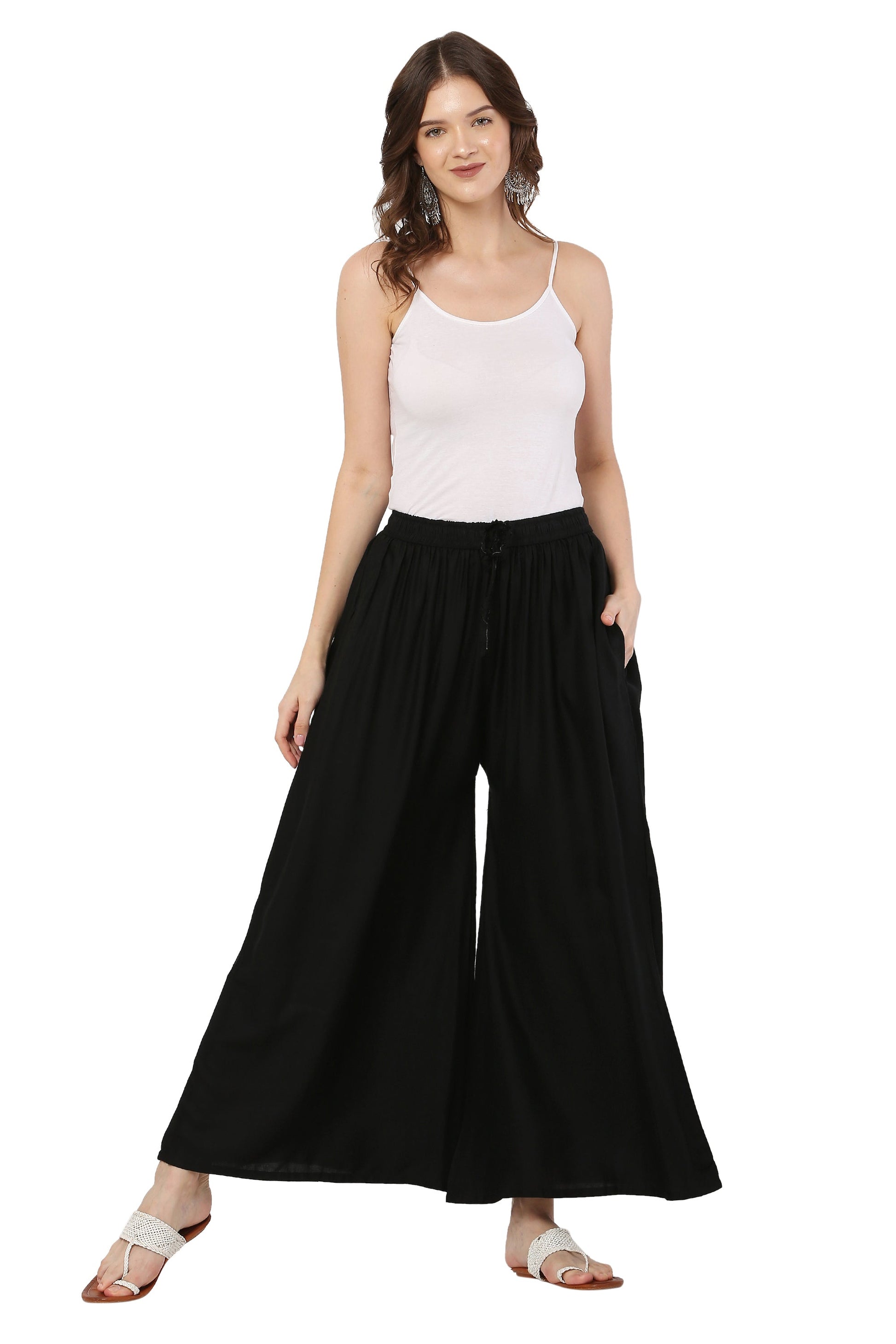 PAVONINE Black Color Rayon Fabric Jumbo Sharara For Women