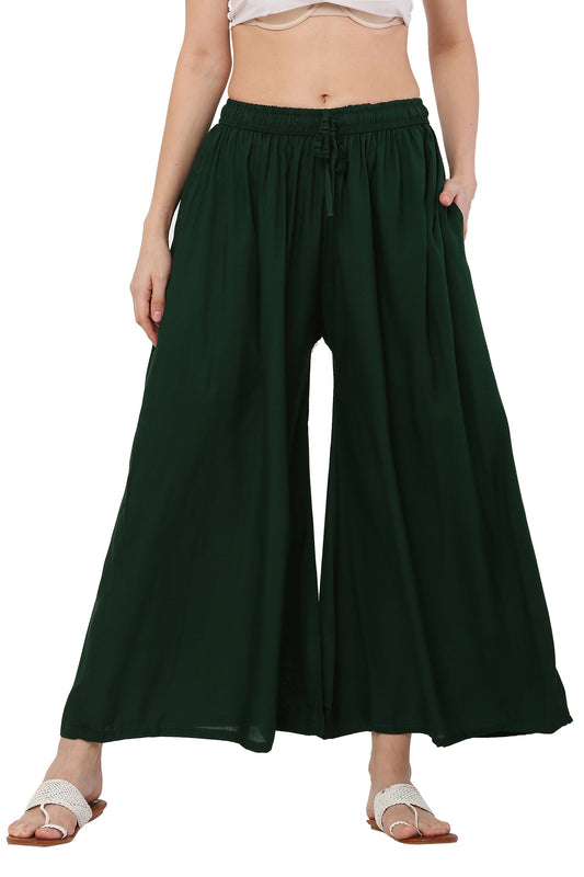 PAVONINE Bottle Green Color Rayon Fabric Jumbo Sharara For Women