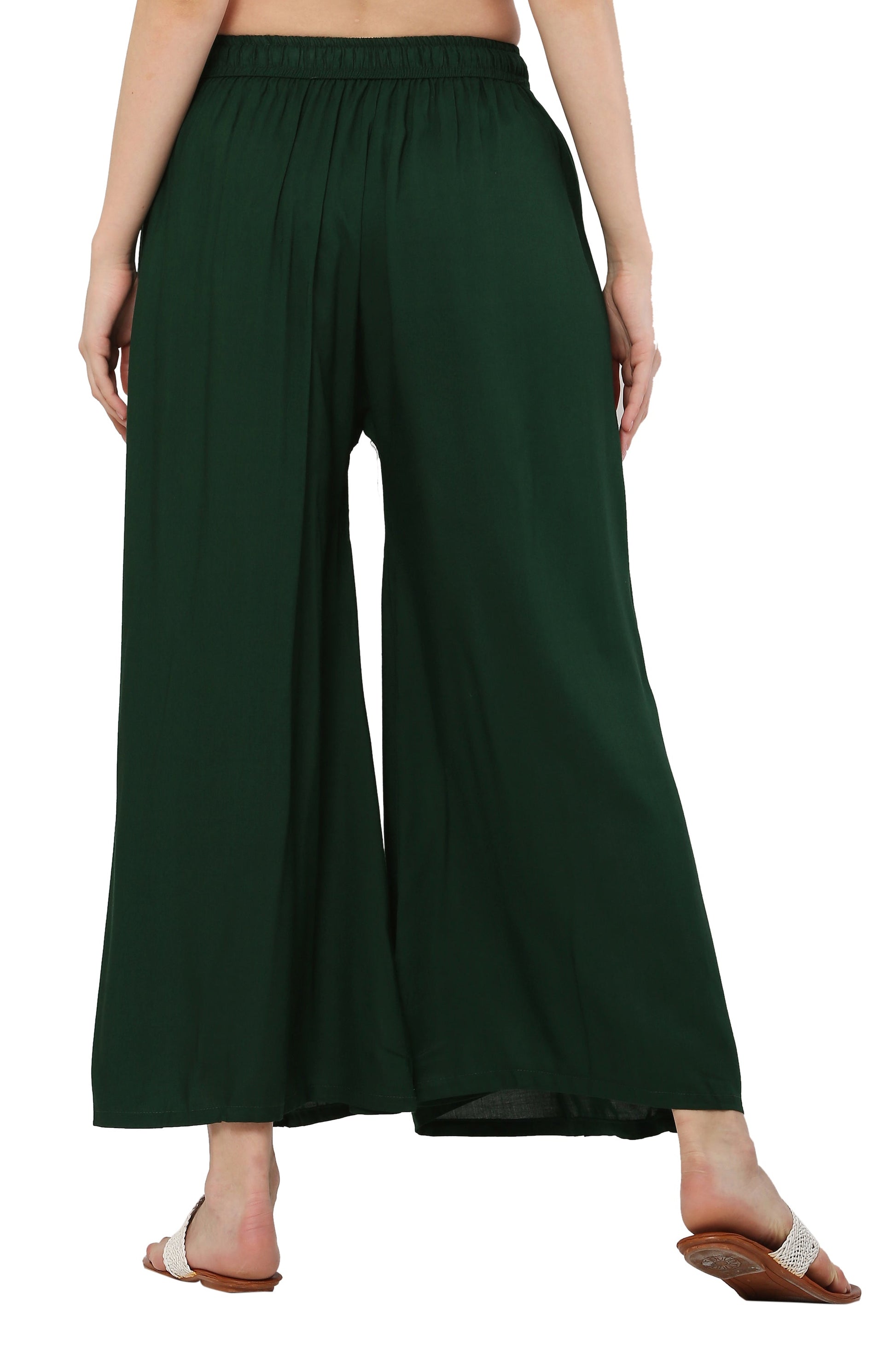 PAVONINE Bottle Green Color Rayon Fabric Jumbo Sharara For Women