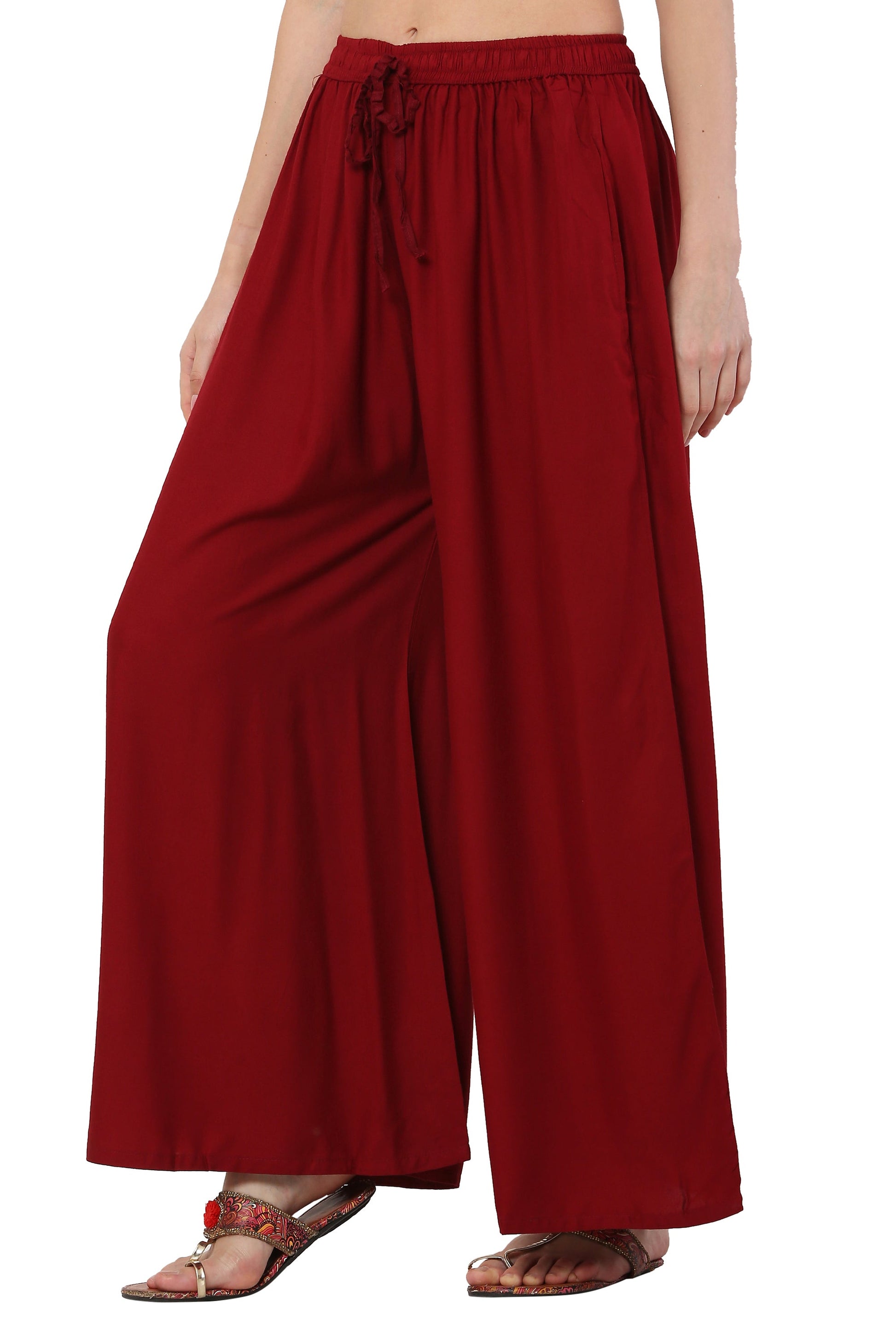 PAVONINE Maroon Color Rayon Fabric Jumbo Sharara For Women