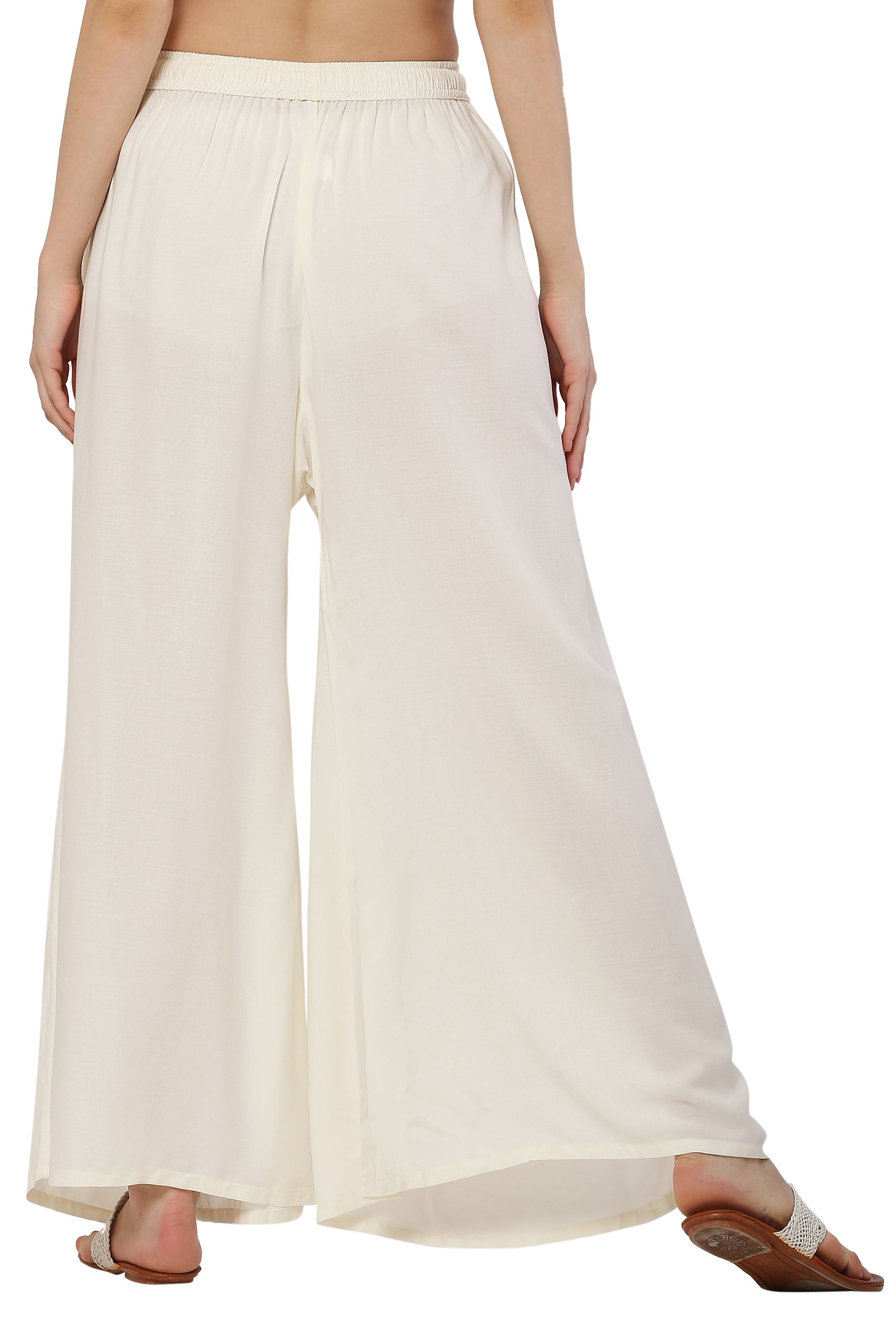 PAVONINE Off White Color Rayon Fabric Jumbo Sharara For Women