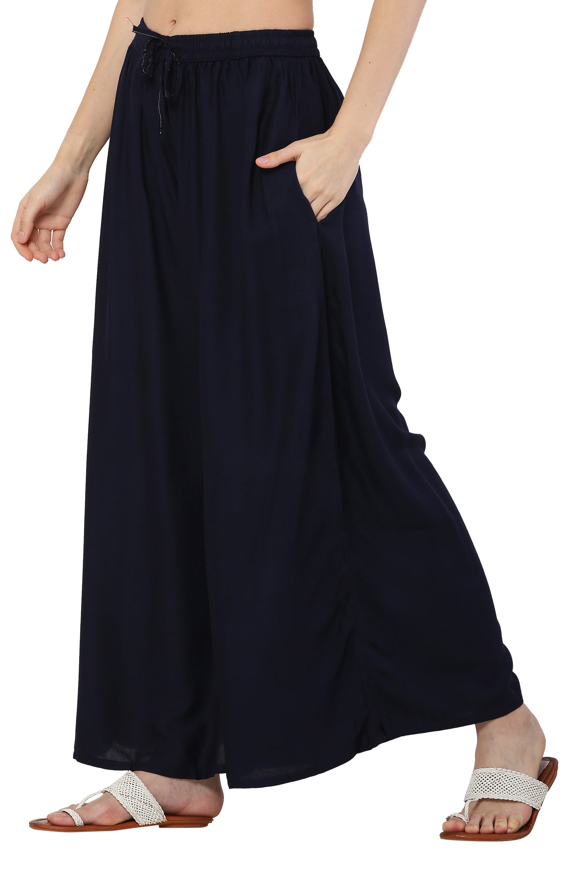 PAVONINE Navy Blue Color Rayon Fabric Jumbo Sharara For Women