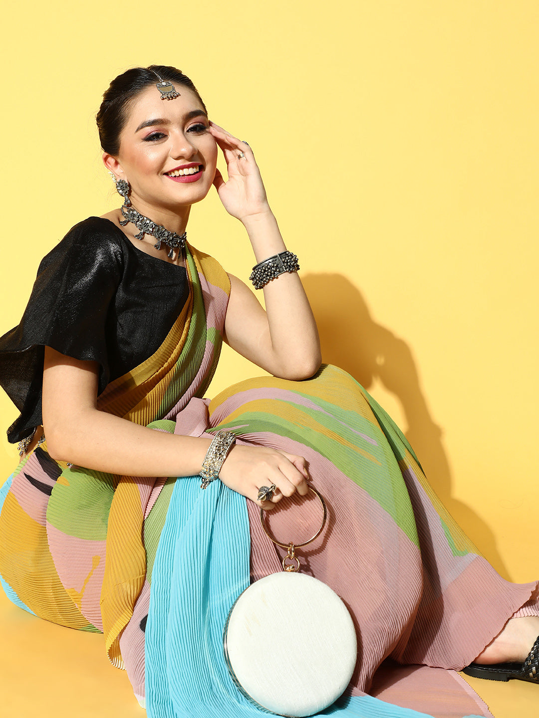 Tikhi Imli Abstract Poly Georgette Grab2Buy Border 