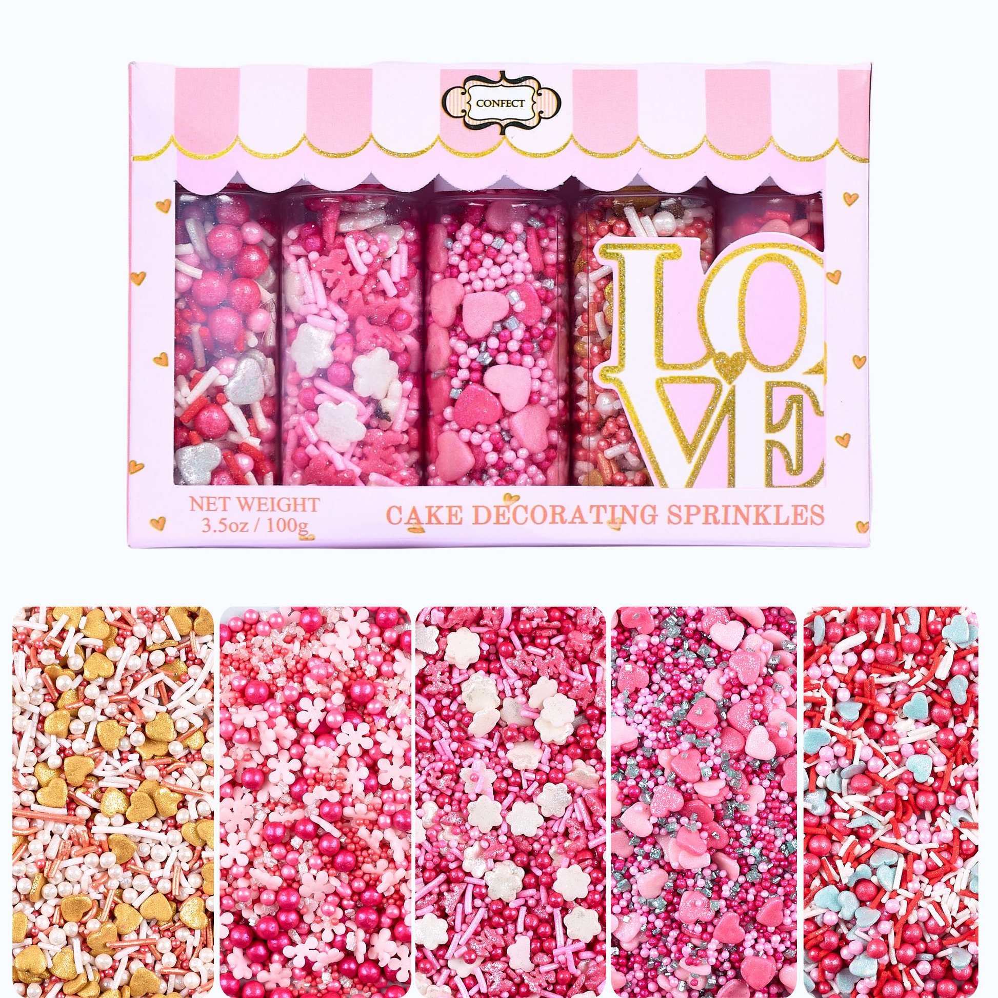 Confect Valentine Sprinkles | 11 Edible Decoration for Baking & Dessert  Grab2Buy Confect Grab2Buy