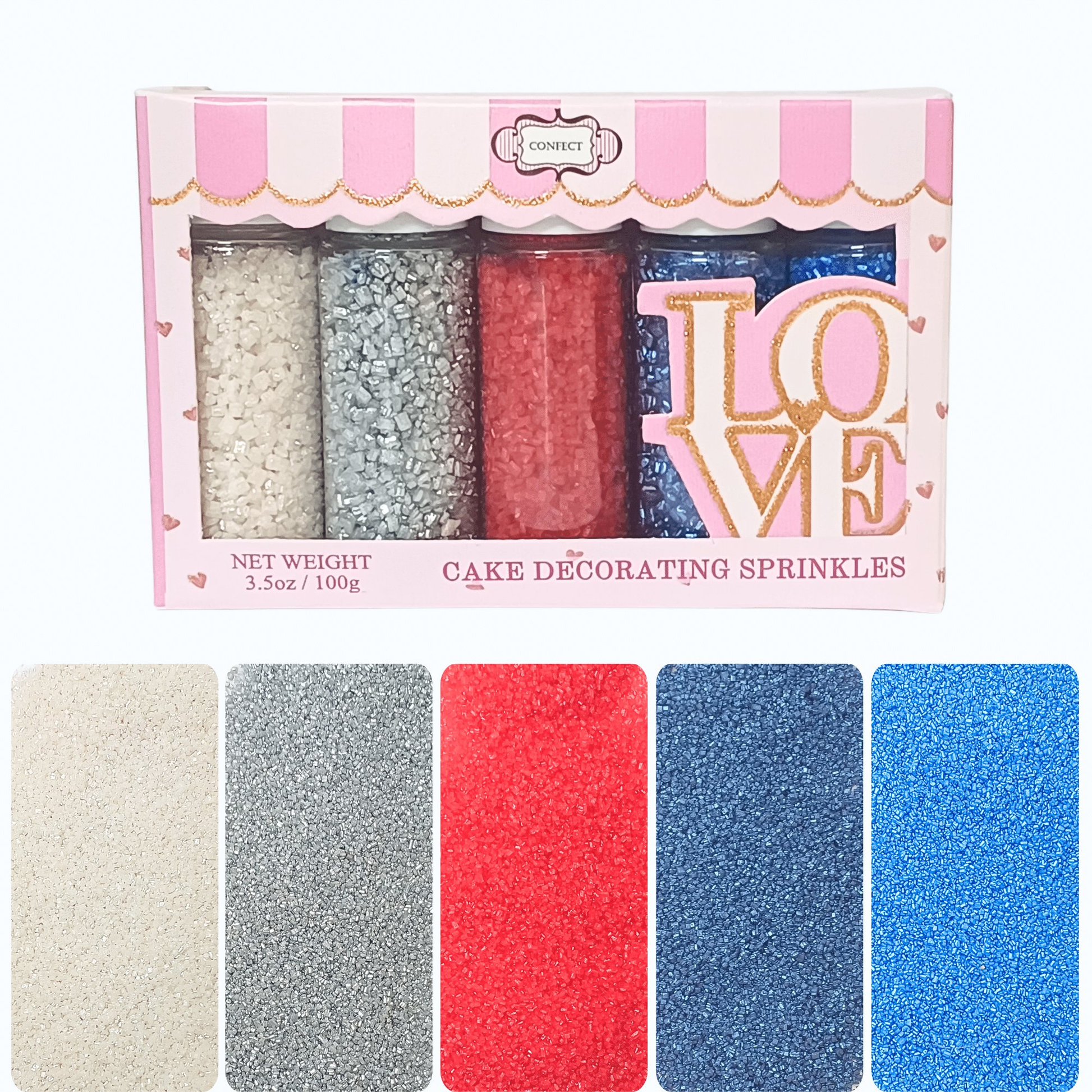 Confect Mix Red, White, Blue & Silver Patriotic Sprinkles