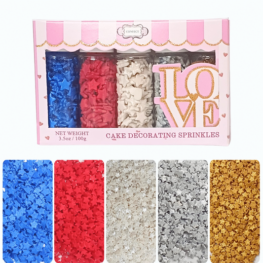 Confect Mix Blue, Red, Silver, White & Gold Patriotic Sprinkles | Mighty Hero Sprinkles