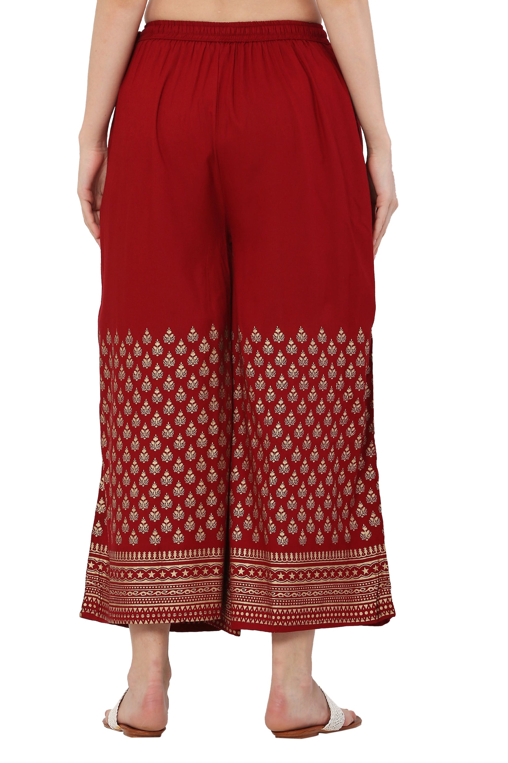 PAVONINE Maroon Color Minar Half Golden Print Sharara For Women