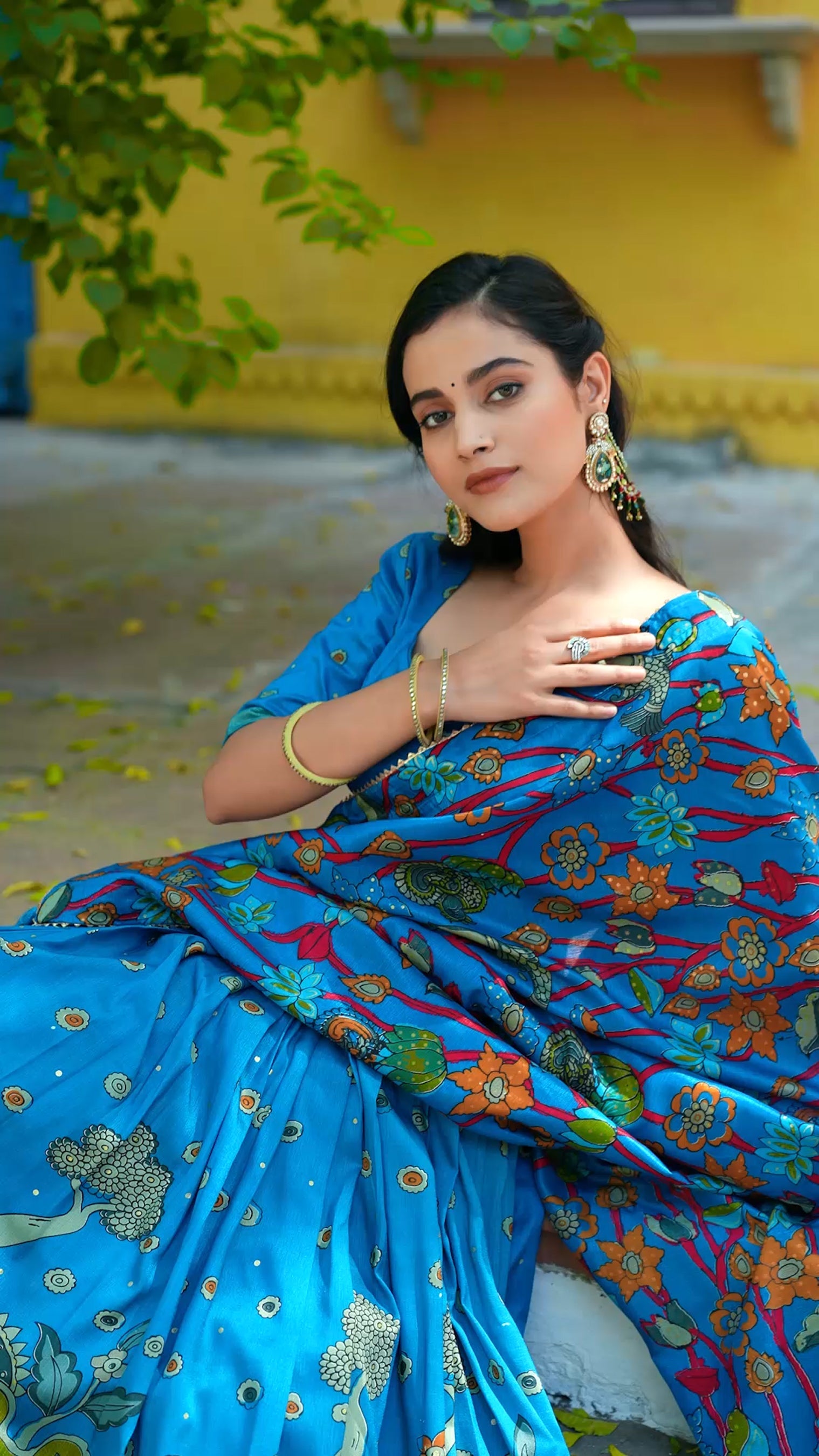 Lorenvalley Fashion Multicolor Tussar Silk Kalamkari Print with Foil Work Border Lehenga Choli with Dupatta
