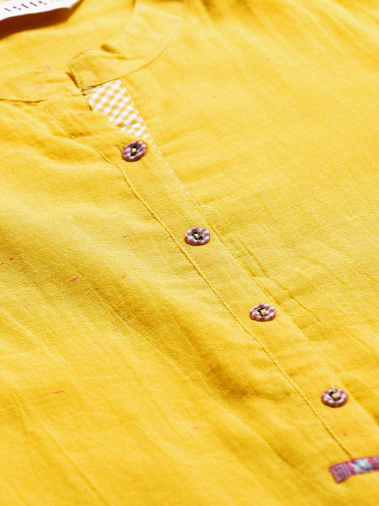 Biba Women Yellow Solid A-Line Kurta - Grab2buy