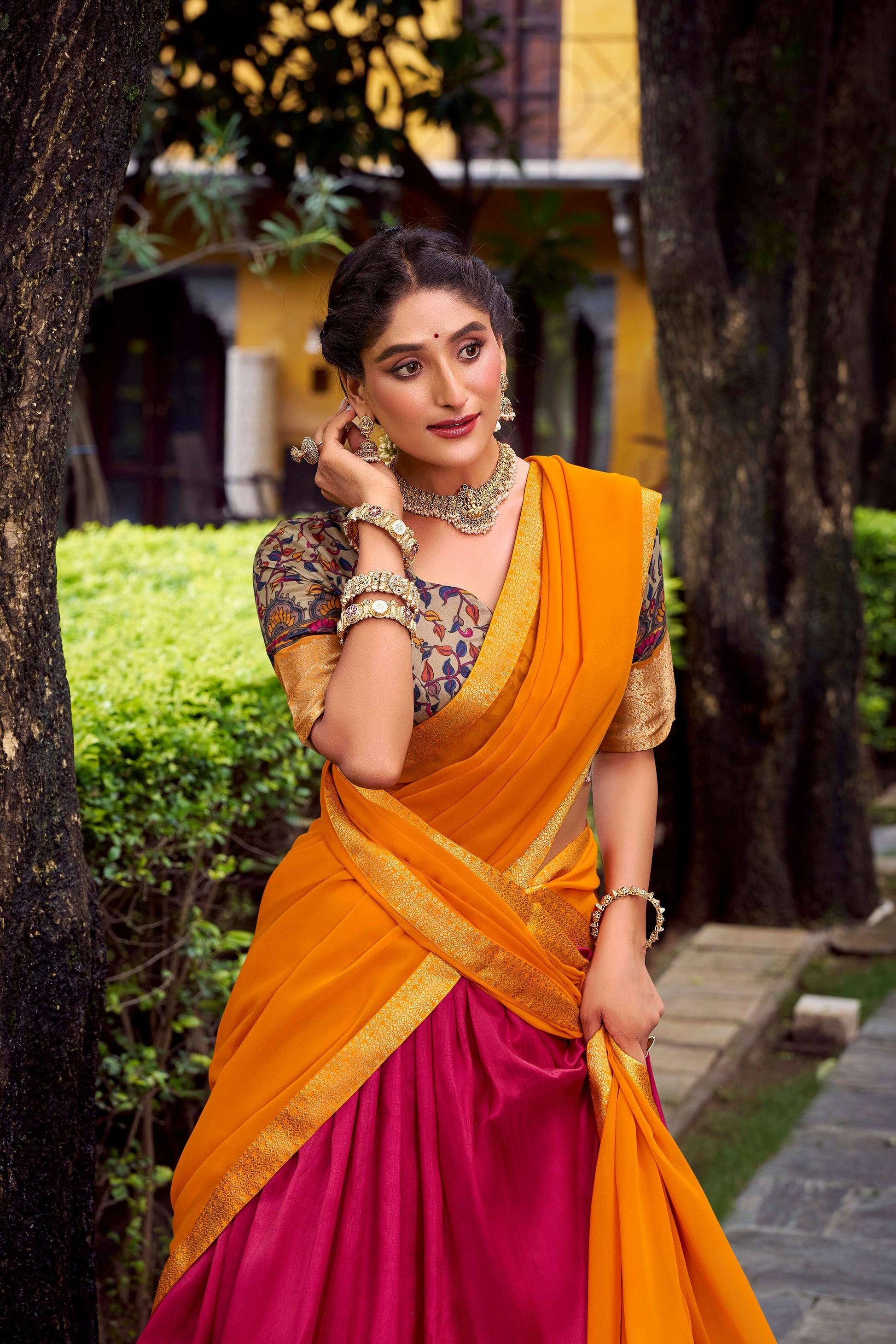 Lorenvalley Fashion Pink Aastha Silk Printed with Zari Weaving Work Lehenga Choli with Dupatta 