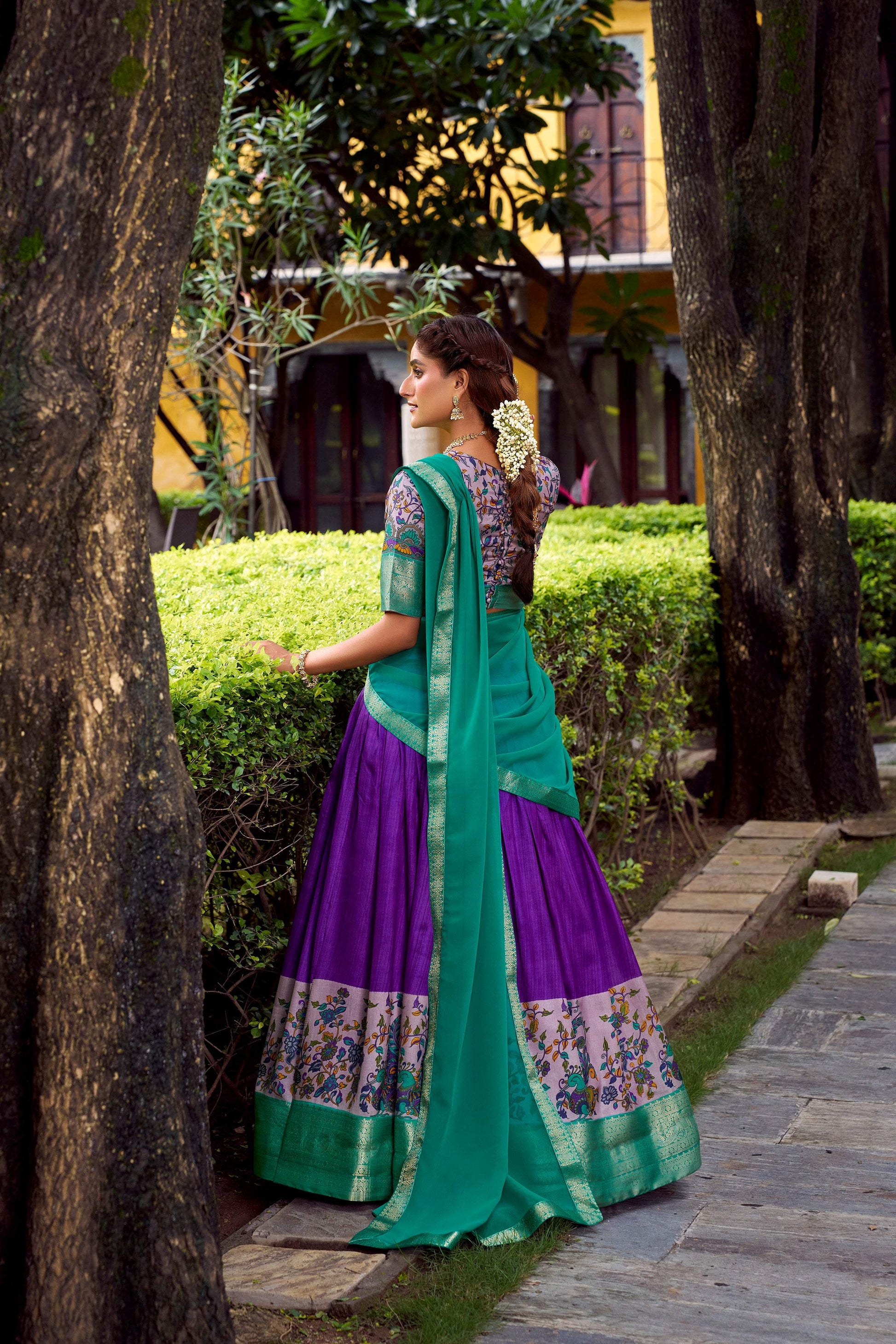 Lorenvalley Fashion Purple Aastha Silk Printed with Zari Weaving Work Lehenga Choli with Dupatta 