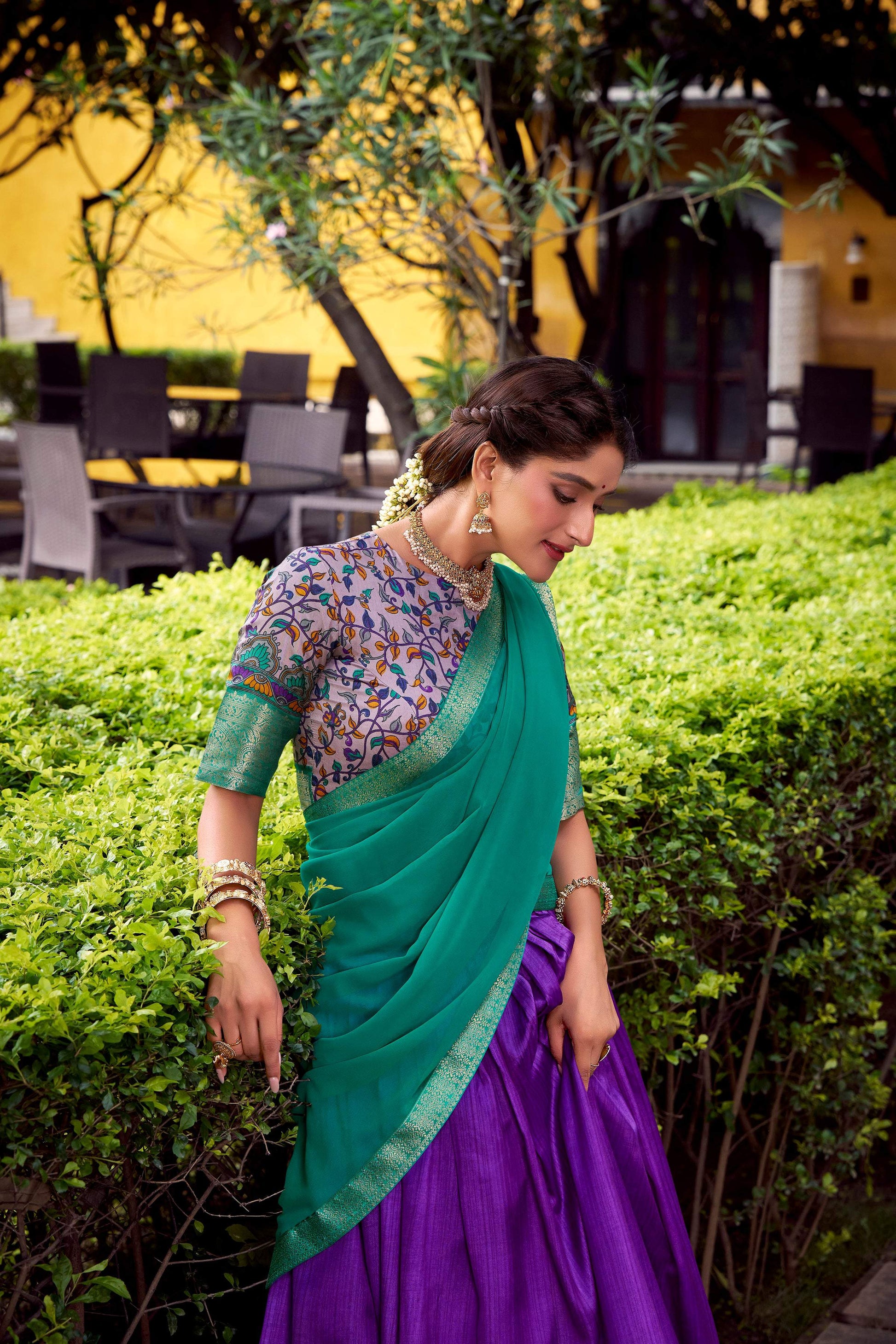 Lorenvalley Fashion Purple Aastha Silk Printed with Zari Weaving Work Lehenga Choli with Dupatta 