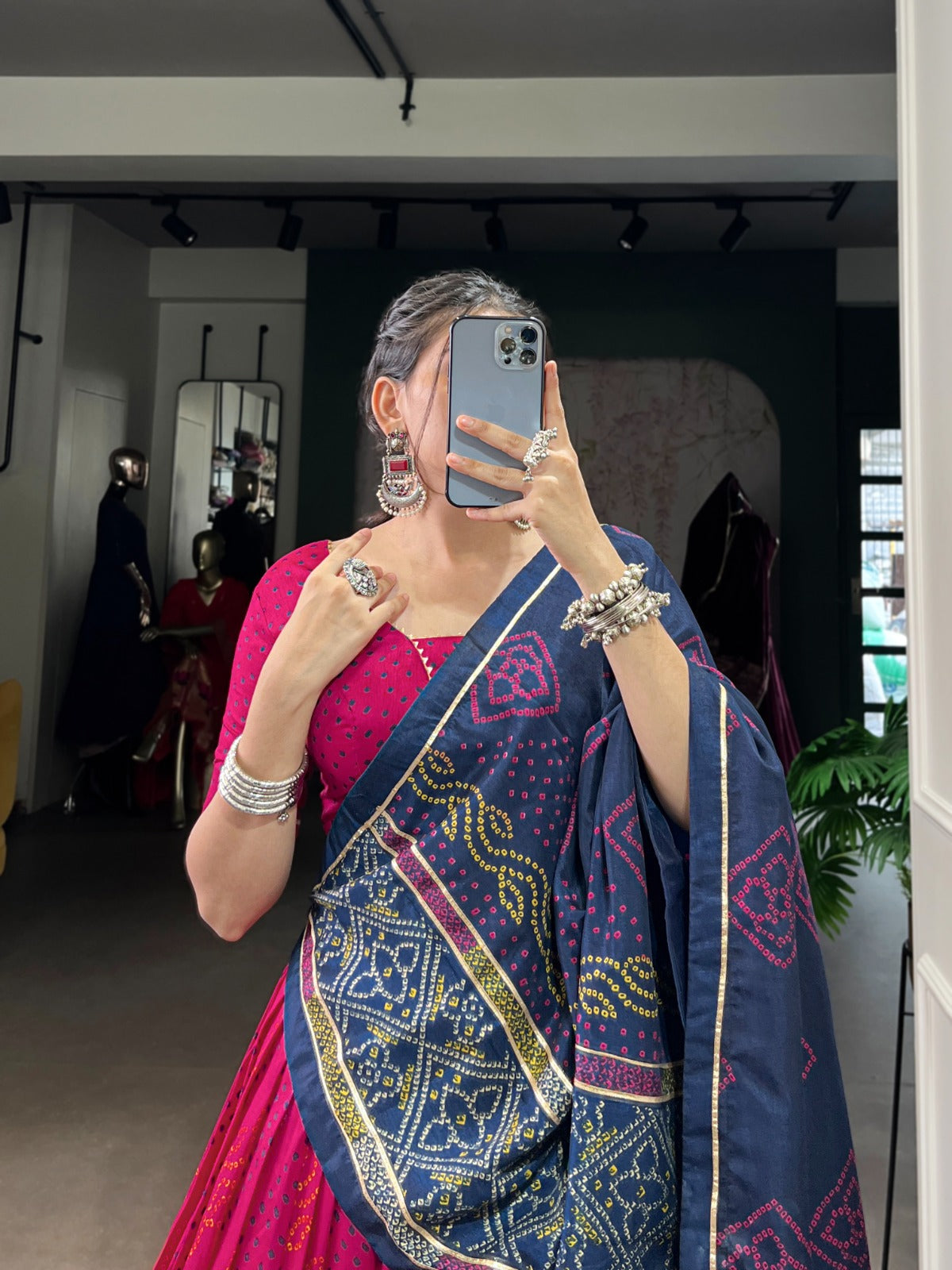 Lorenvalley Fashion Pink Tasar Silk Bandhej Print With Gotta Patti Lace Touch Up Lehenga Choli with Dupatta 