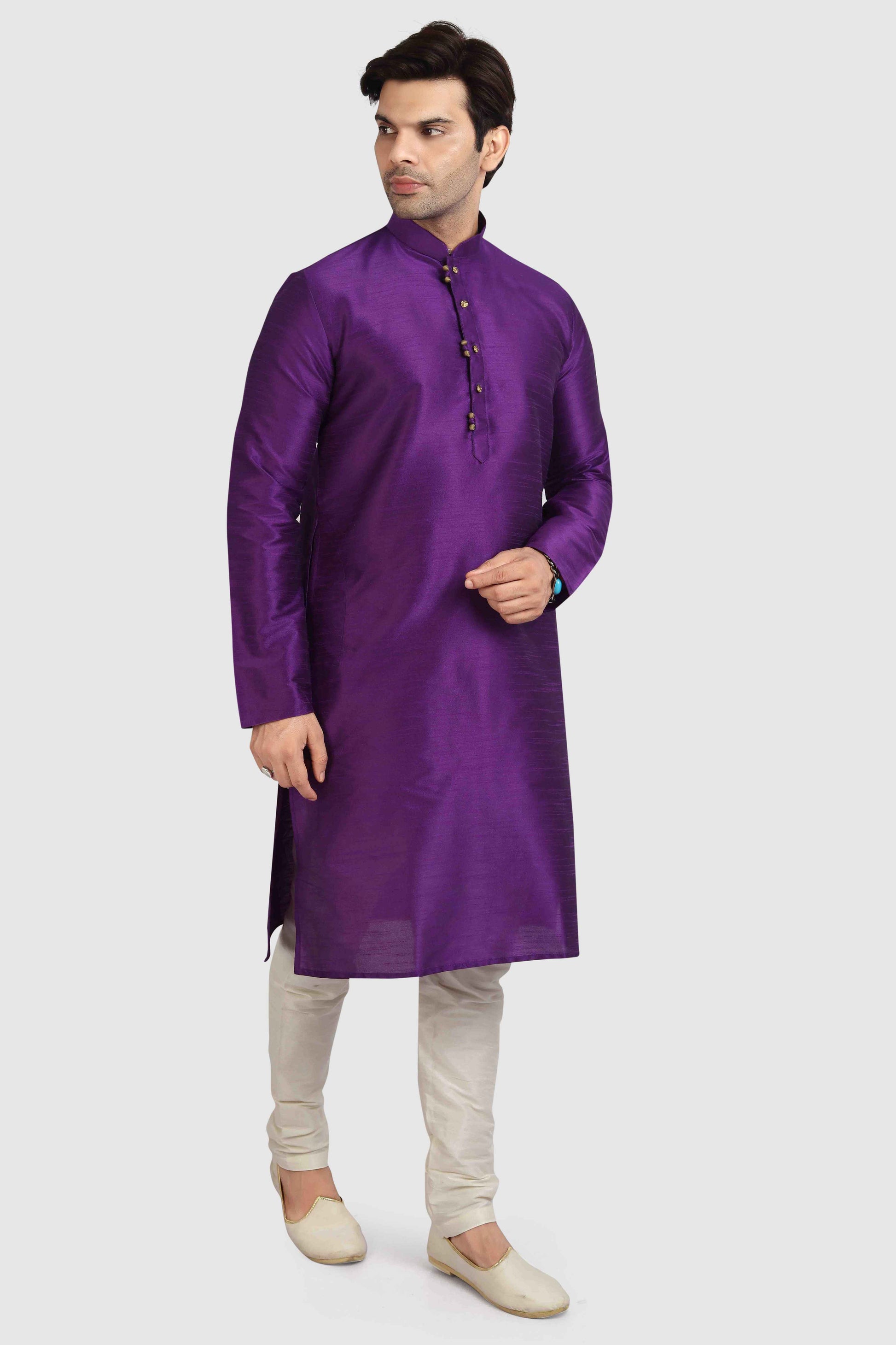 Raivat Ethnic Art Silk Kurta Pajama In Purple Colour