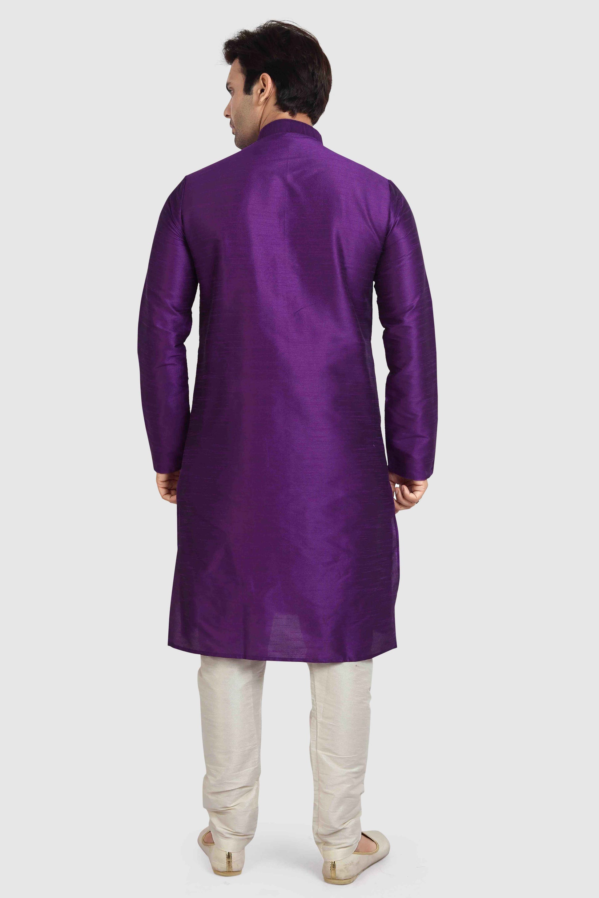 Raivat Ethnic Art Silk Kurta Pajama In Purple Colour