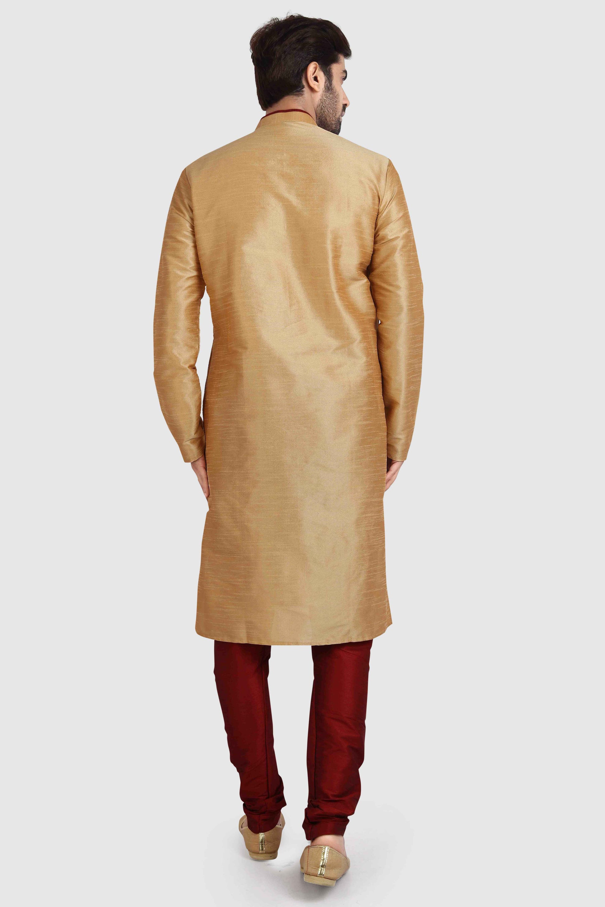 Raivat Ethnic Art Silk Kurta Pajama In Chikoo Colour