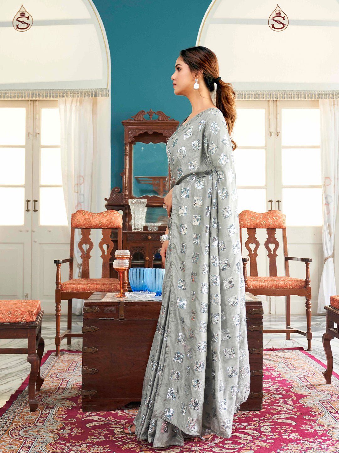 Tikhi Imli Embellished Sequinned Heavy Work Grab2Buy 