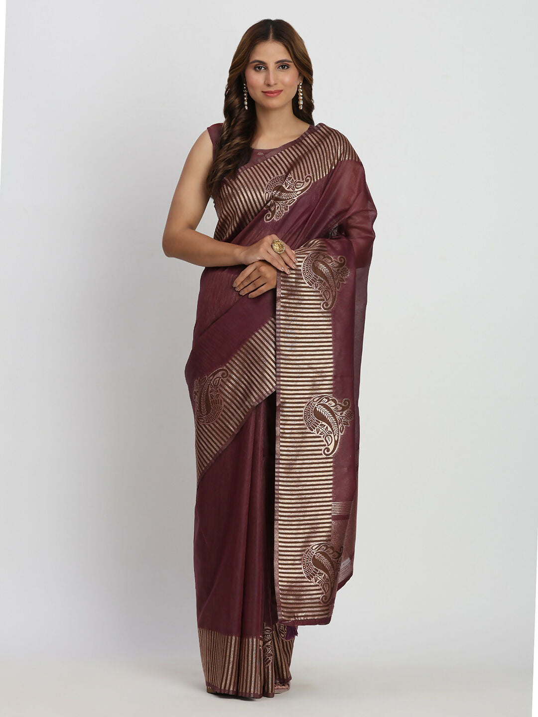 Shree Shyam Fashion Linen Cotton Purple Saree