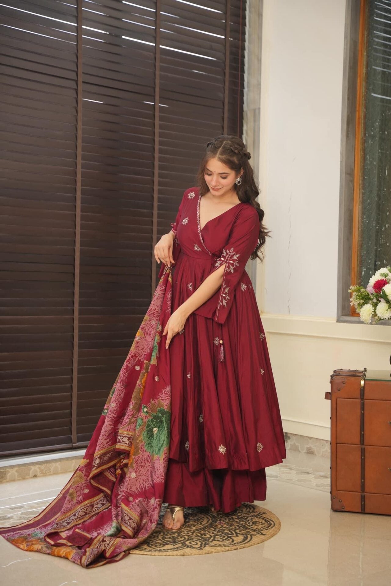 Yash Enterprise Maroon Maslin Cotton Party Wear Suit Set  Grab2Buy Yash Enterprise Grab2Buy