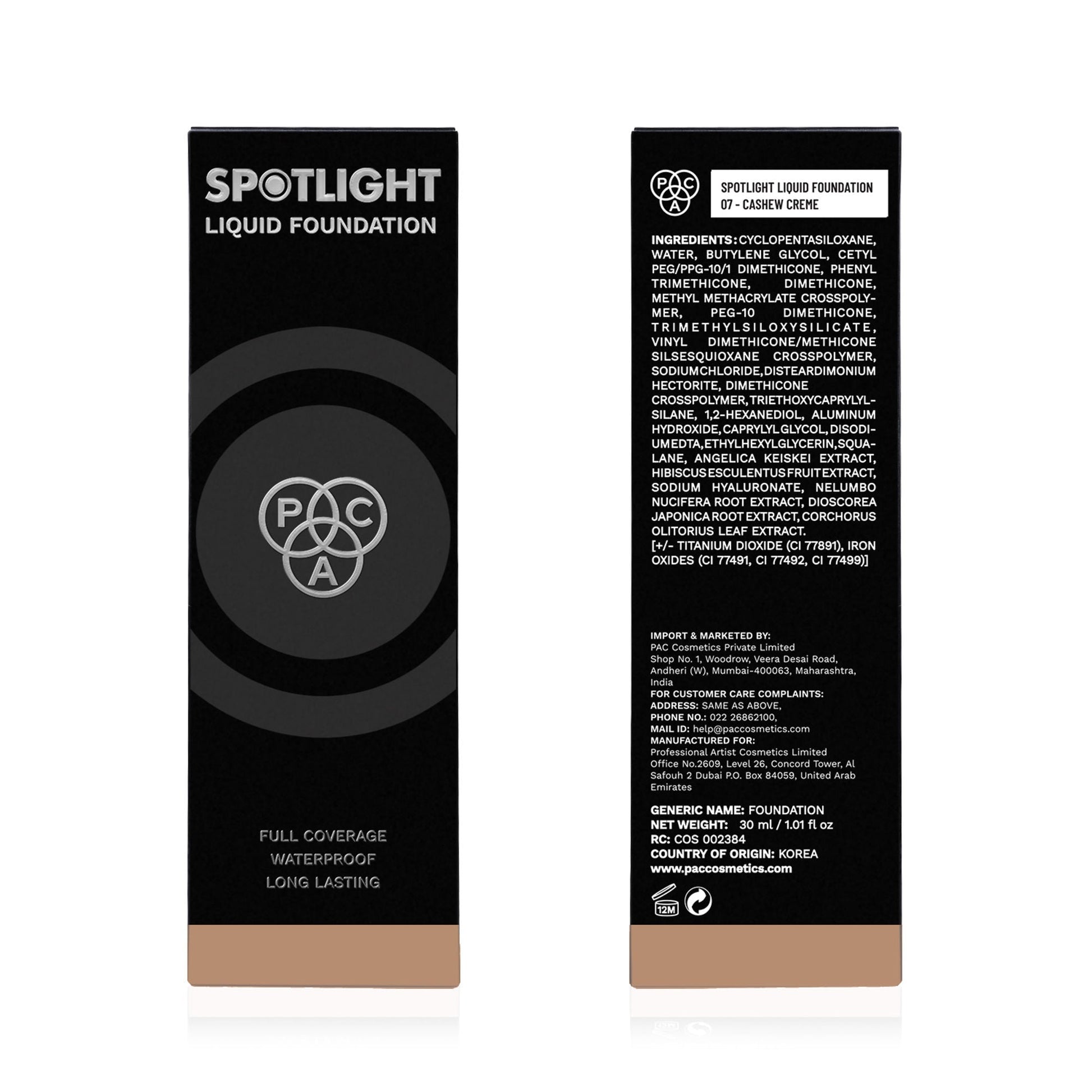 PAC Studio Spotlight Liquid Foundation - 07 Cashew Creme