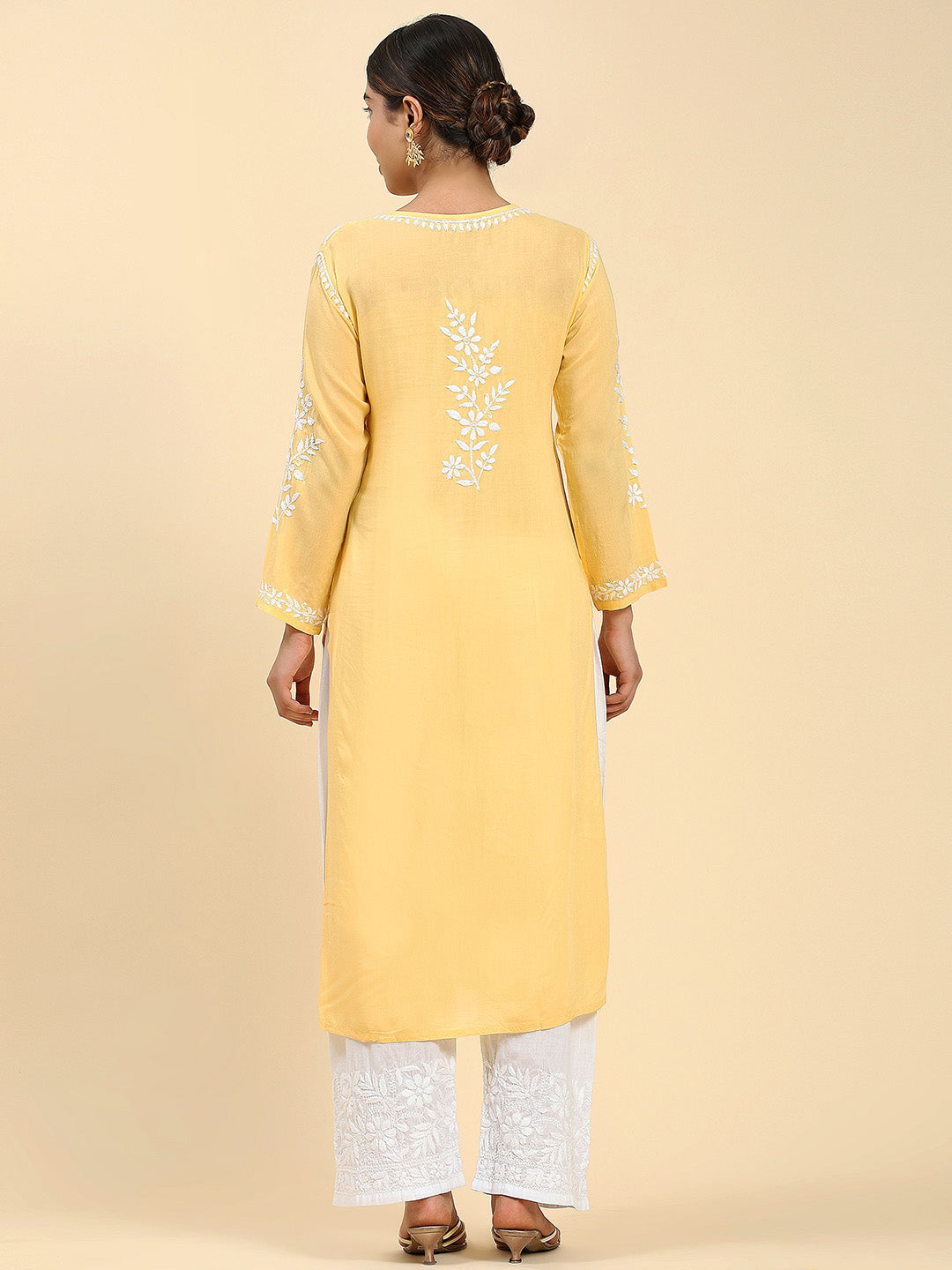 HOUSE OF KARI Ethnic Motifs Embroidered Chikankari Straight Kurta 