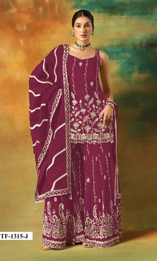 Anaita Maroon Heavy Fox Georgette Suit With Embroidery Work