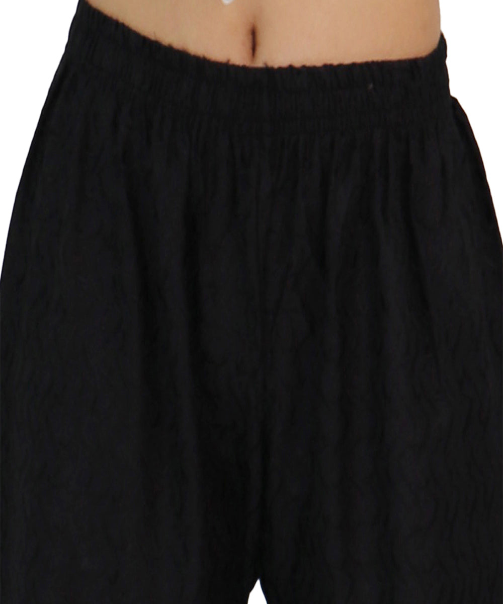 PAVONINE Black Color Full Chikankari Rayon Fabric Sharara For Women