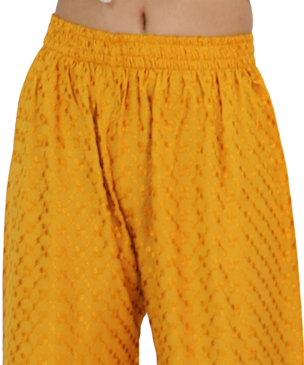 PAVONINE Mustard Color Full Chikankari Rayon Fabric Sharara For Women