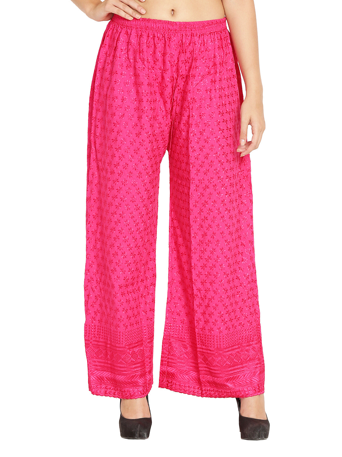PAVONINE Rani Color Full Chikankari Rayon Fabric Sharara For Women