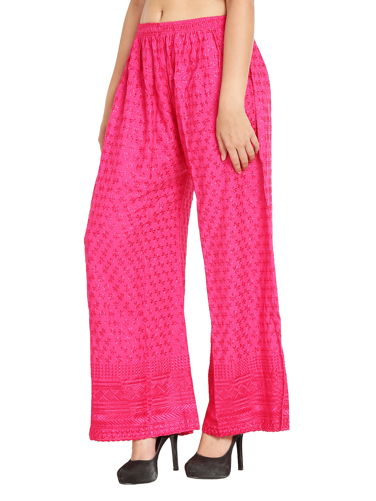 PAVONINE Rani Color Full Chikankari Rayon Fabric Sharara For Women