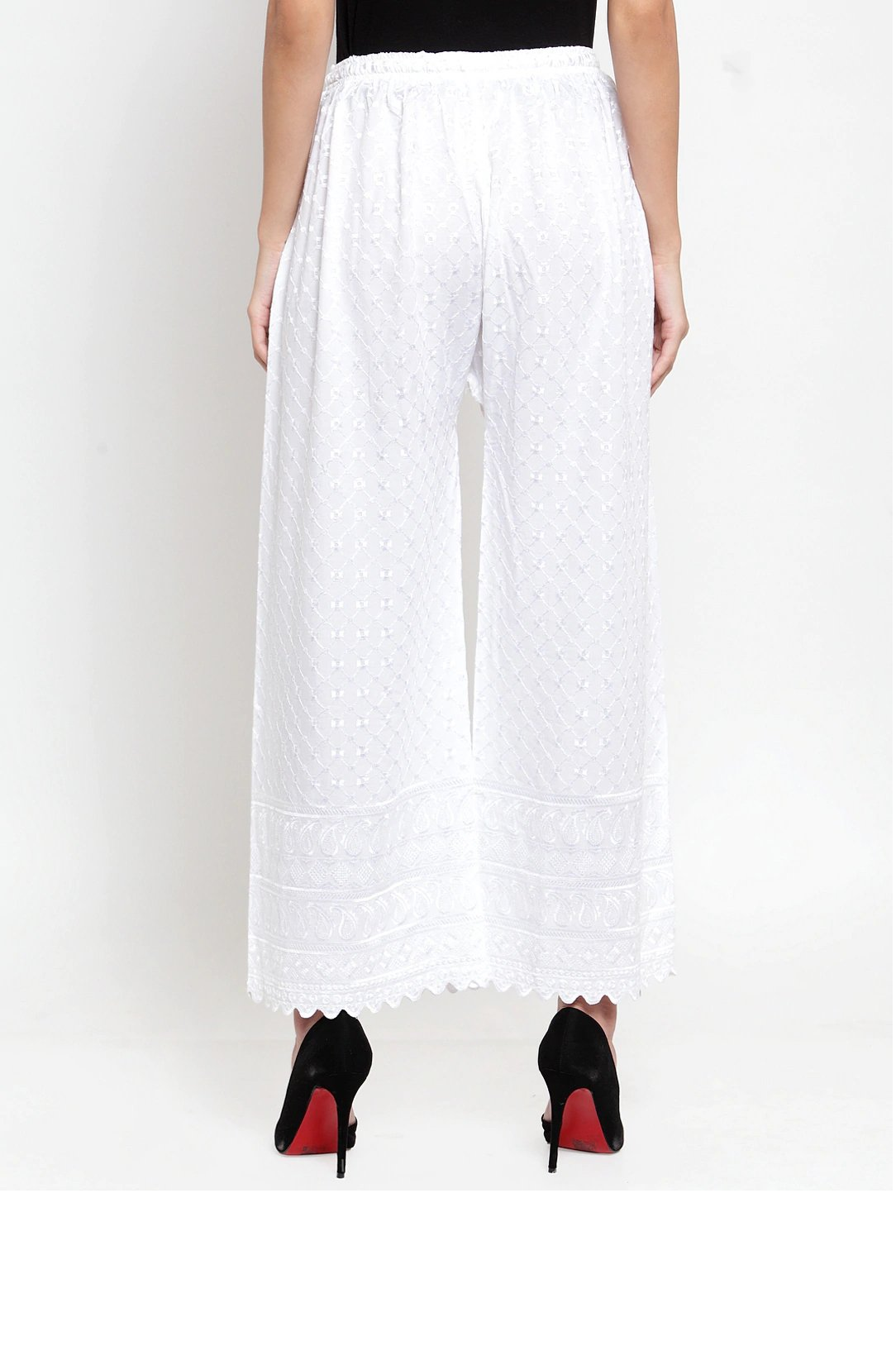 PAVONINE White Color Full Chikankari Rayon Fabric Sharara For Women