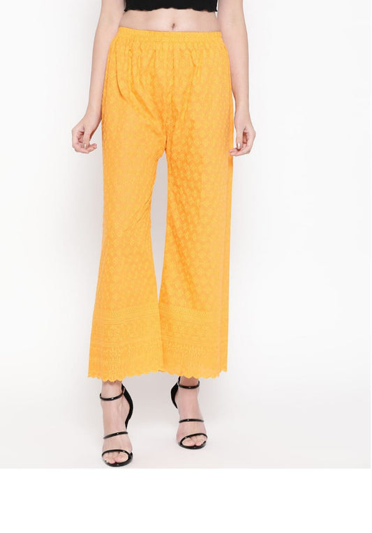 PAVONINE Yellow Color Full Chikankari Rayon Fabric Sharara For Women