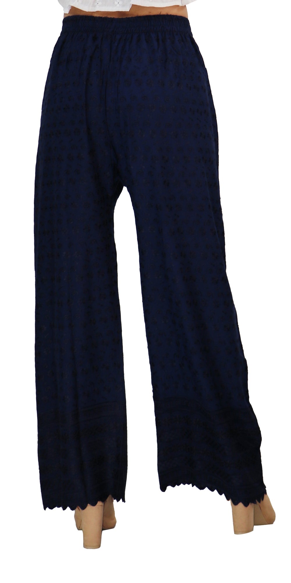 PAVONINE Navy Blue Color Full Chikankari Rayon Fabric Sharara For Women