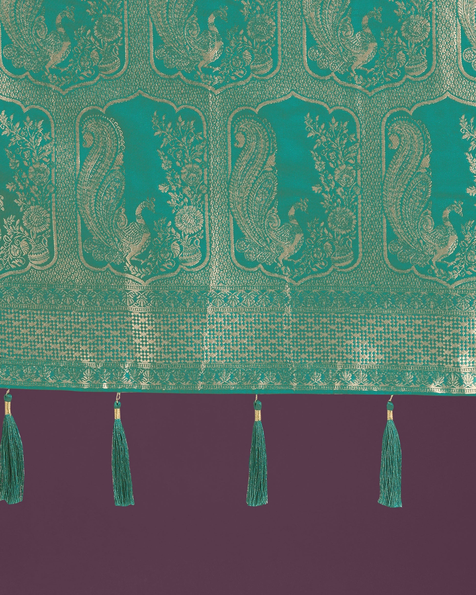 Monjolika Fashion Gorgeous Turquoise Woven Banarasi Satin Designer Silk Saree | Swadesiicart