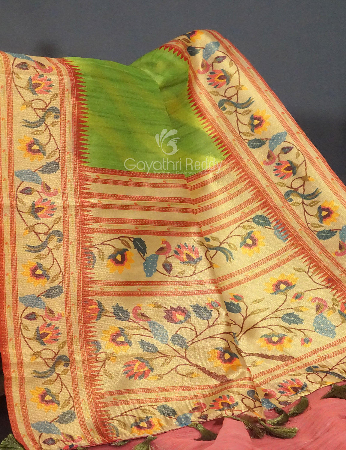 Parrot Green Colour Leheriya Design Regular Wear Grab2Buy By Gayathri Reddy Designer Studio 