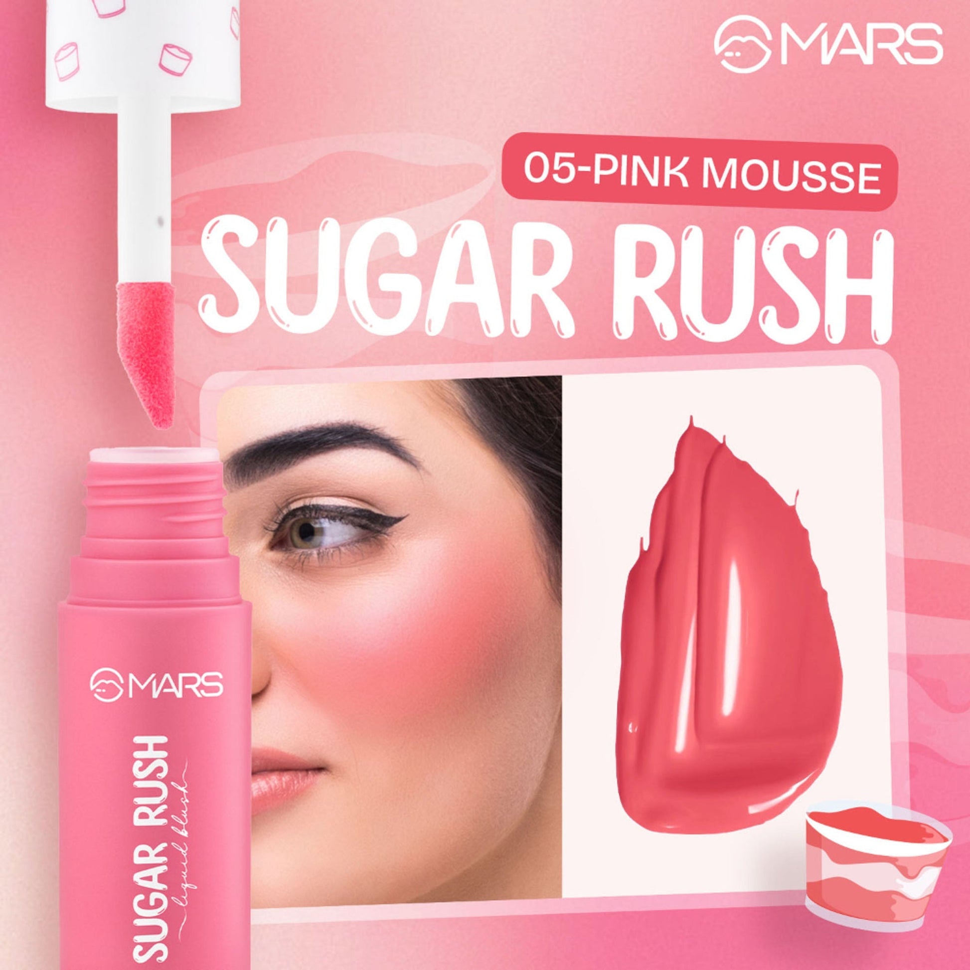 MARS Cosmetics Sugar Rush Liquid Blush - 05-Pink Mousse 