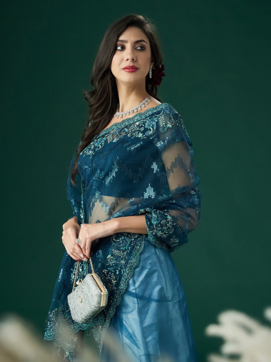 kasee Embellished Zari Sequinned Saree
