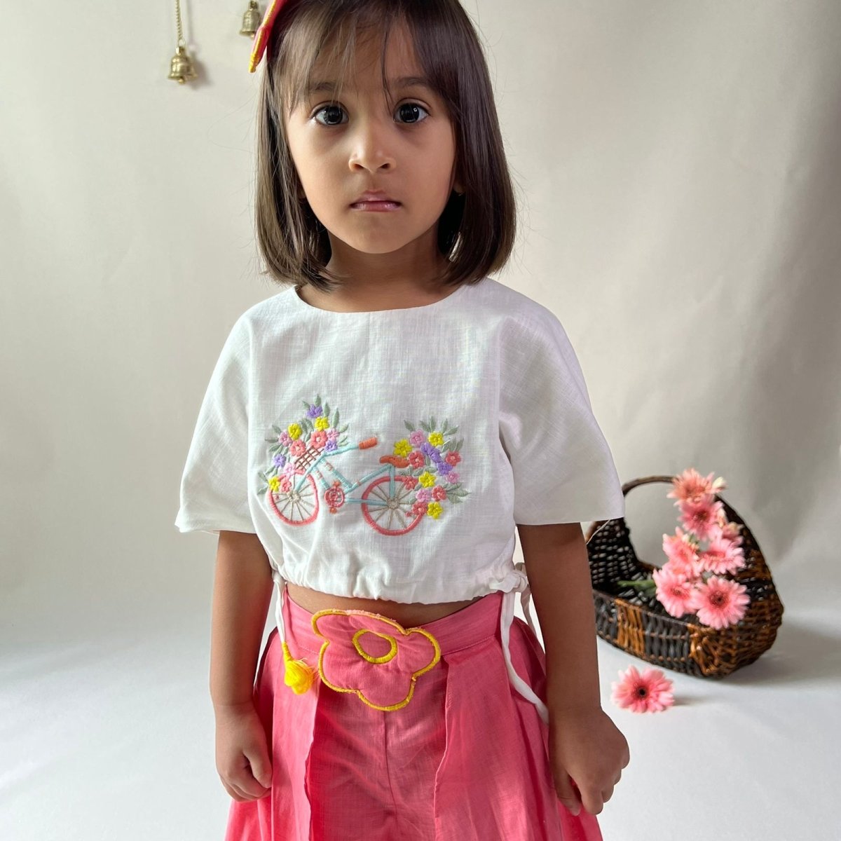 ArthLife Pink White Cycle Embroidered Co-Ord Set 