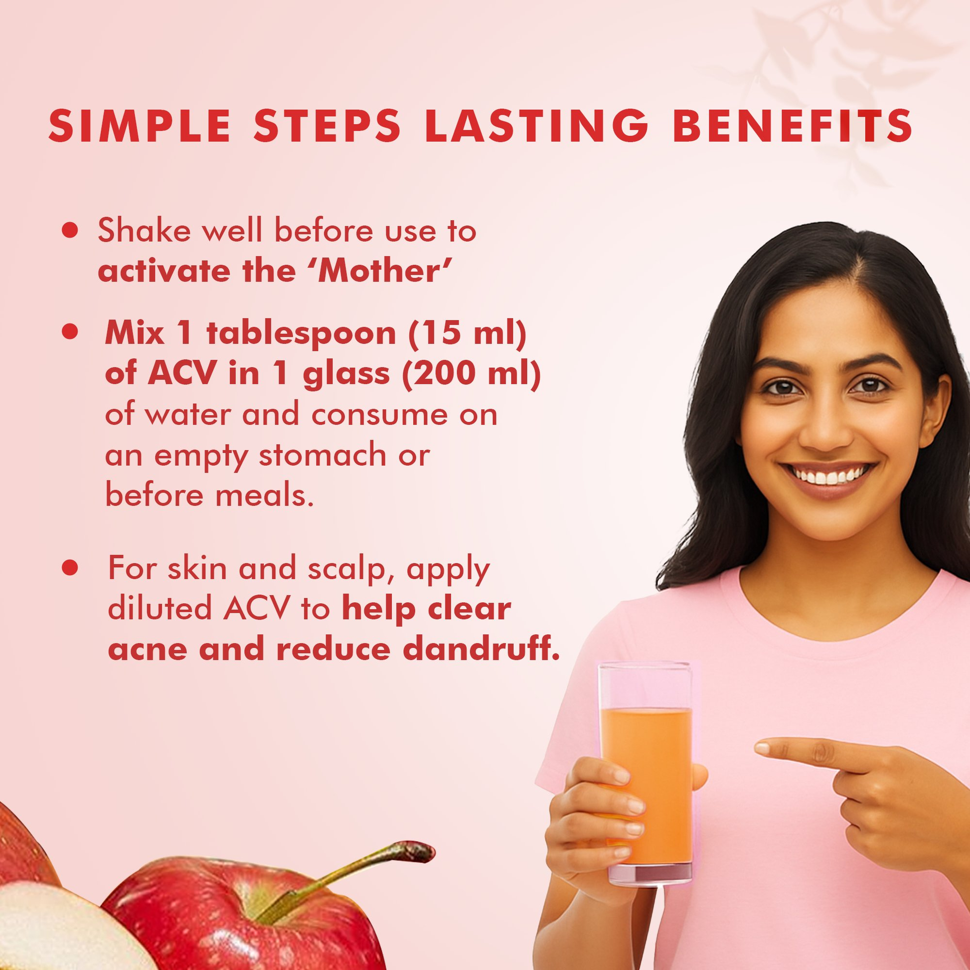 Dr. Morepen Apple Cider Vinegar With 2x Mother for Weight Management, Immunity, Skin & Hair 
